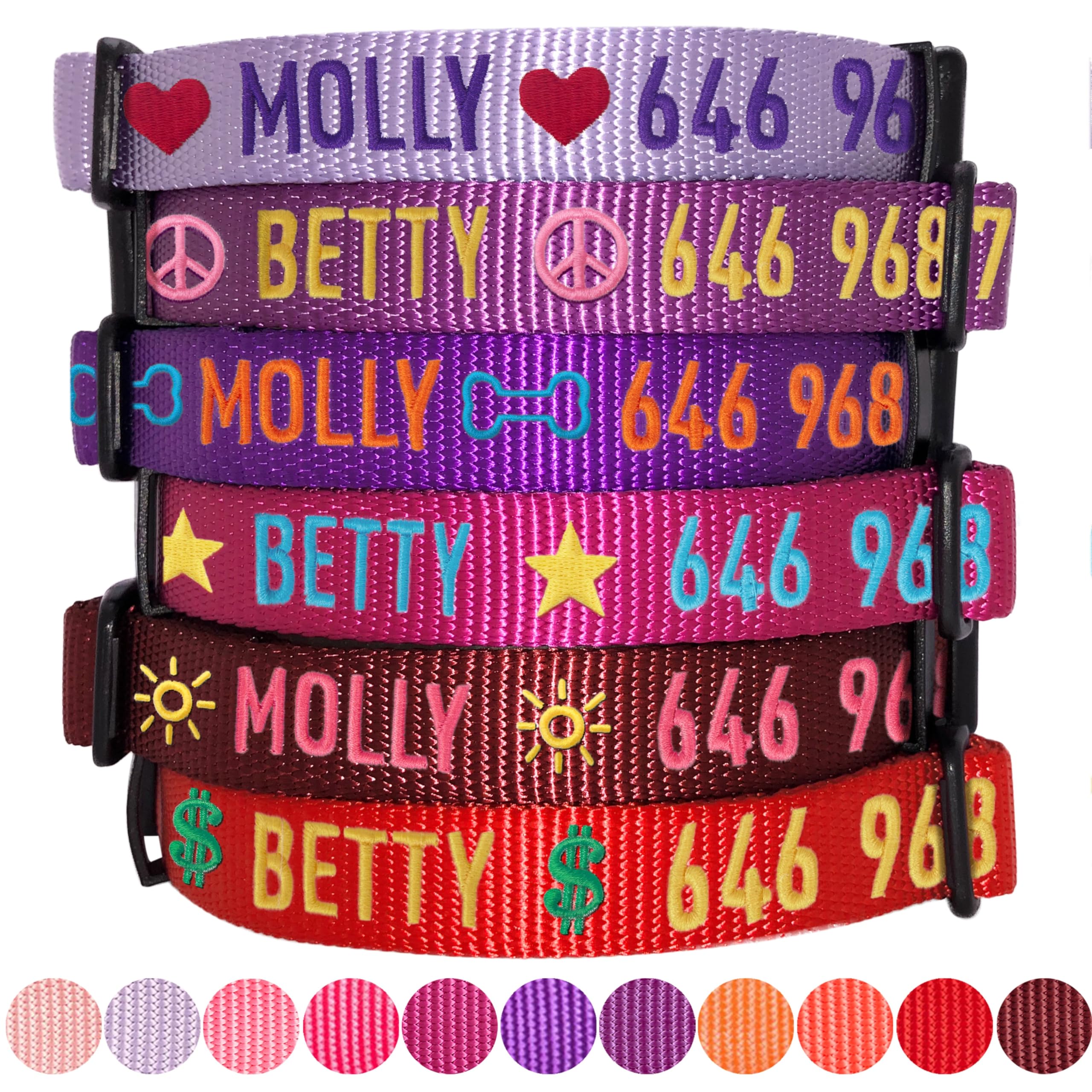Personalized Dog Collars for Small Dogs - Adjustable Pet Collar with Custom Name & Phone Number Embroidery | Blueberry Pet Essentials (Fired Brick, Small) | Perfect for Daily Walks, Training & Identification