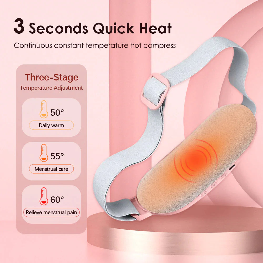 Electric Heating Menstrual Pad Belt with Vibration & Heat Therapy - Period Pain Relief for Women - Comfortable Cramp Relief at Home, Work or During Sleep