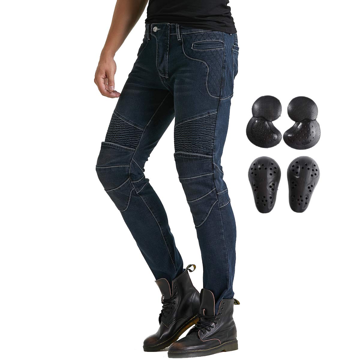 2019 Men's Motorcycle Riding Jeans - Biker Pants with Anti-Fall Protection for Racing & Motorbike (XXL 36, Waist 37