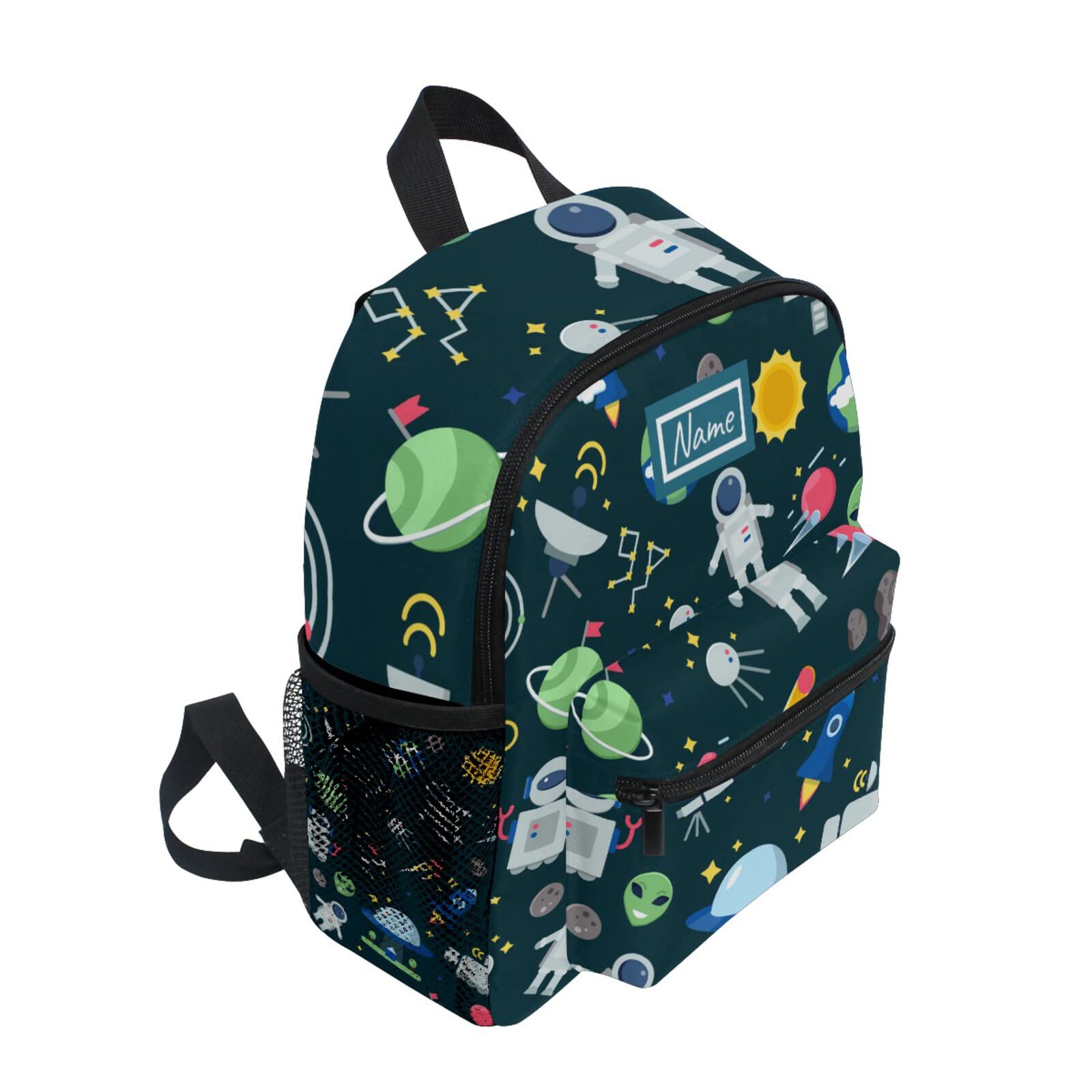 Custom Personalized Kids Backpack with Name - Cartoon Space Astronaut & Planets Design - School Bag for Boys & Girls - Perfect for Daycare, Kindergarten, Preschool & Travel - Cute Nursery School Backpack for Toddlers (Great for School, Outdoor Adventures & Daily Use)