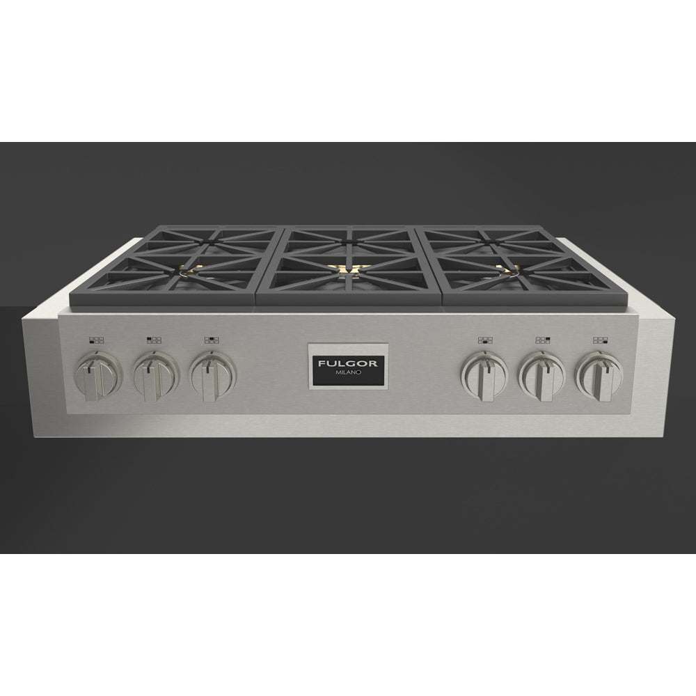 Fulgor Milano 36 Inch 600 Professional Series All Gas Rangetop Stainless Steel Cooktop F6GRT366S1 - Perfect for Professional Kitchens & Home Chefs