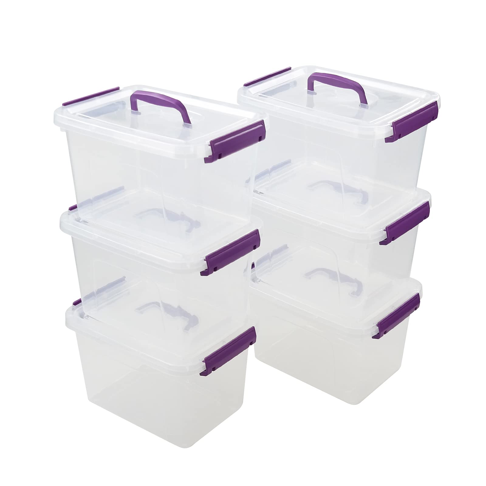Sandmovie 5 Quart Clear Plastic Storage Bins - 6 Pack for Shelves, Pantry, Closet & Home Organization - Stackable & Durable Storage Containers