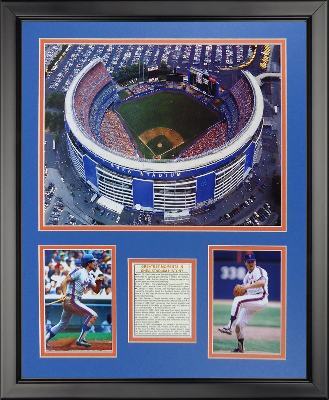 Legends Never Die New York Mets Shea Stadium Framed Photo Collage - 16x20 Inch Wall Art Decor for Baseball Fans, Sports Memorabilia, Man Cave & Office Decor