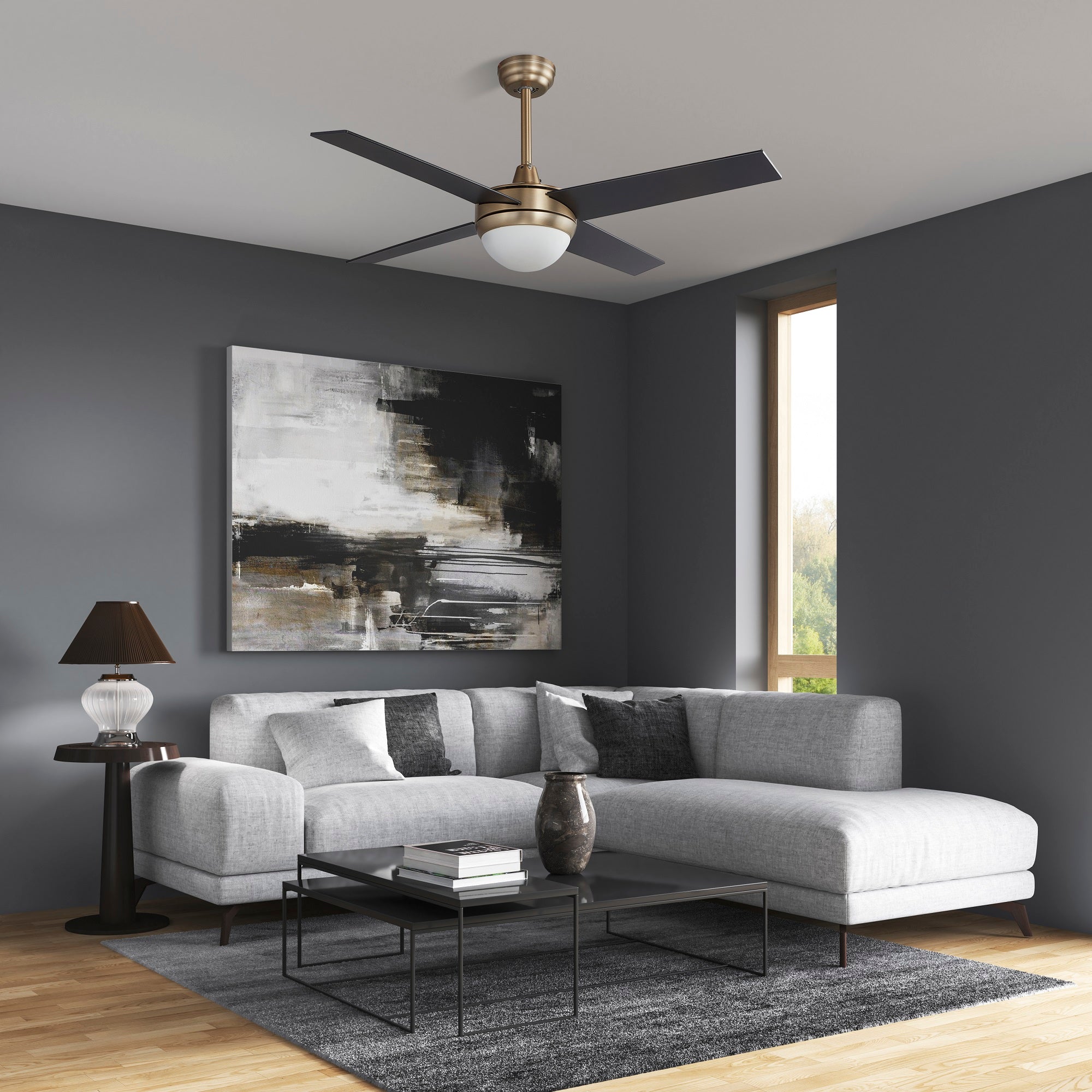 48 Inch Nova Modern Smart Ceiling Fan with LED Light - Remote Control, Energy Efficient, Quiet Operation for Bedroom, Living Room & Office