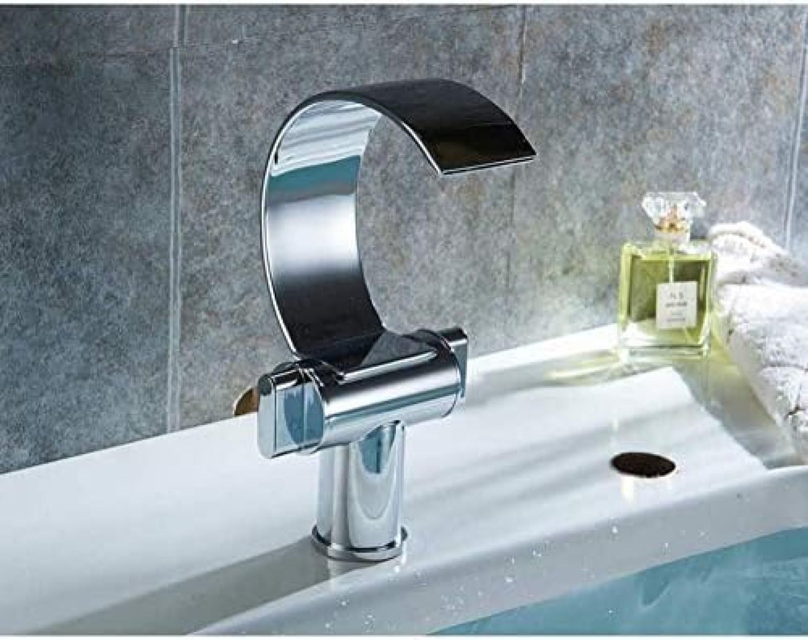 CRJUS Chrome Waterfall Kitchen Sink Faucet - Single Hole Double Handle Mixer Tap for Modern Bathroom & Kitchen | Perfect for Washing Dishes, Filling Pots & Handwashing