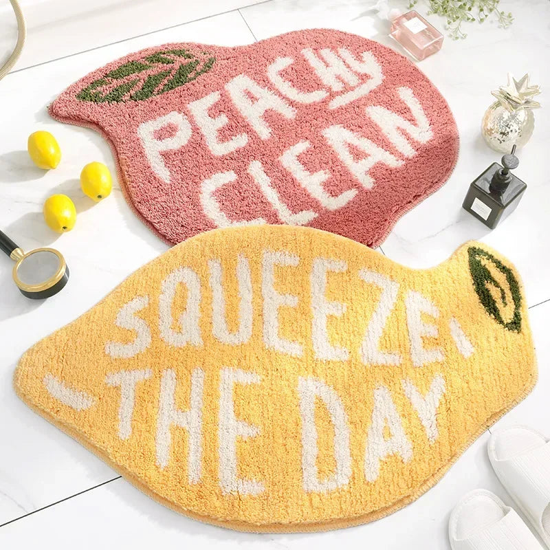 Funny Fruit Pun Flocking Floor Mats - Non-Slip Kitchen & Bathroom Rugs for Home Decor - Perfect for Housewarming Gifts & Cozy Home Accessories