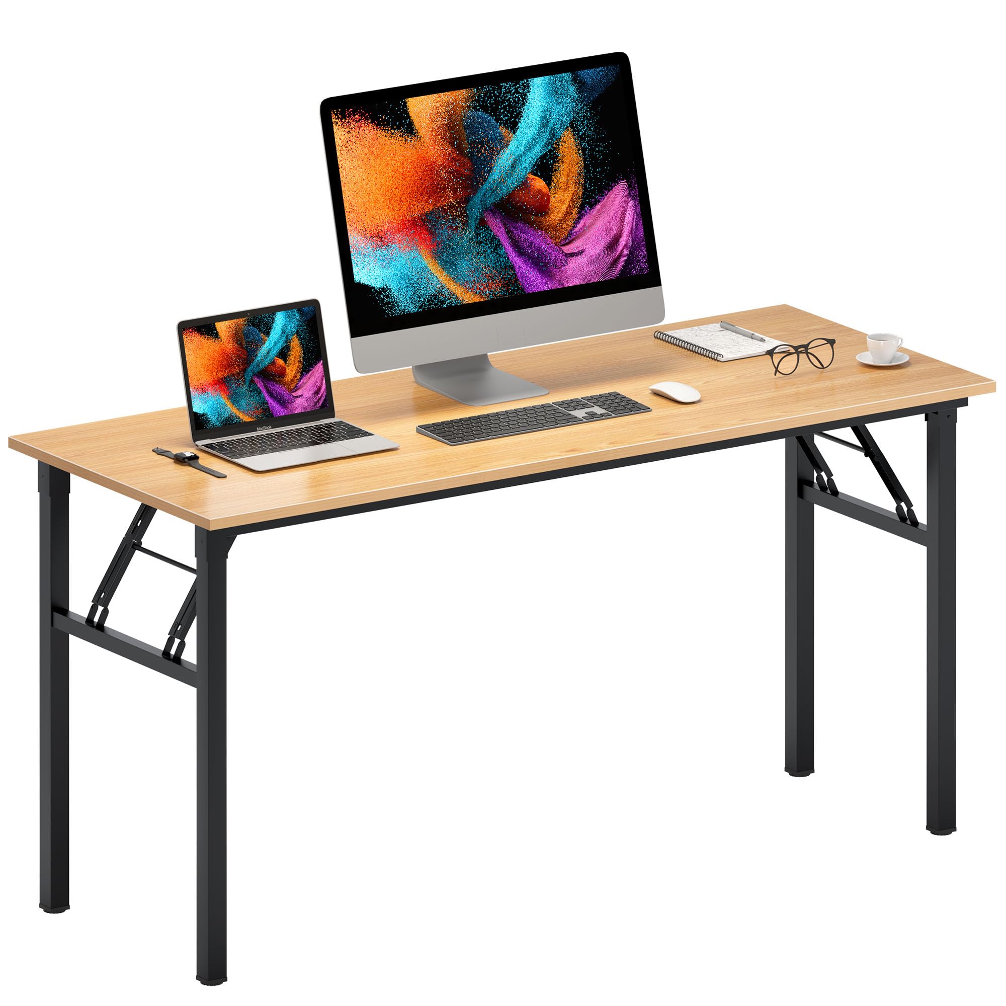 60 Inch Large Home Office Desk - Sturdy Foldable Computer Desk for Work & Gaming, No Assembly Required | Perfect for Small Spaces & Remote Work