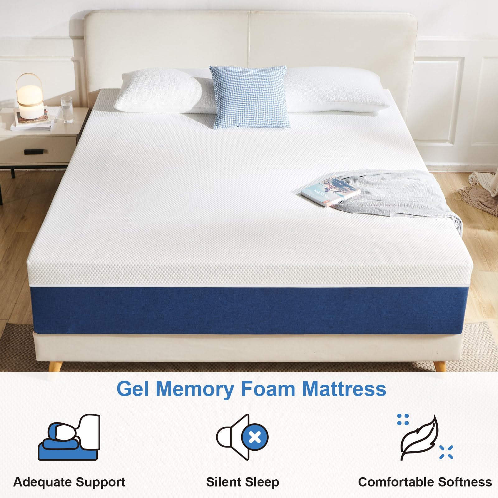 10 Inch Gel Memory Foam Full Mattress in a Box - Medium Firm Support, Breathable & Removable Cover, Fiberglass-Free, Fits Platform/Adjustable/Slatted Bed Frames - Perfect for Guest Rooms, Dorms & Small Apartments