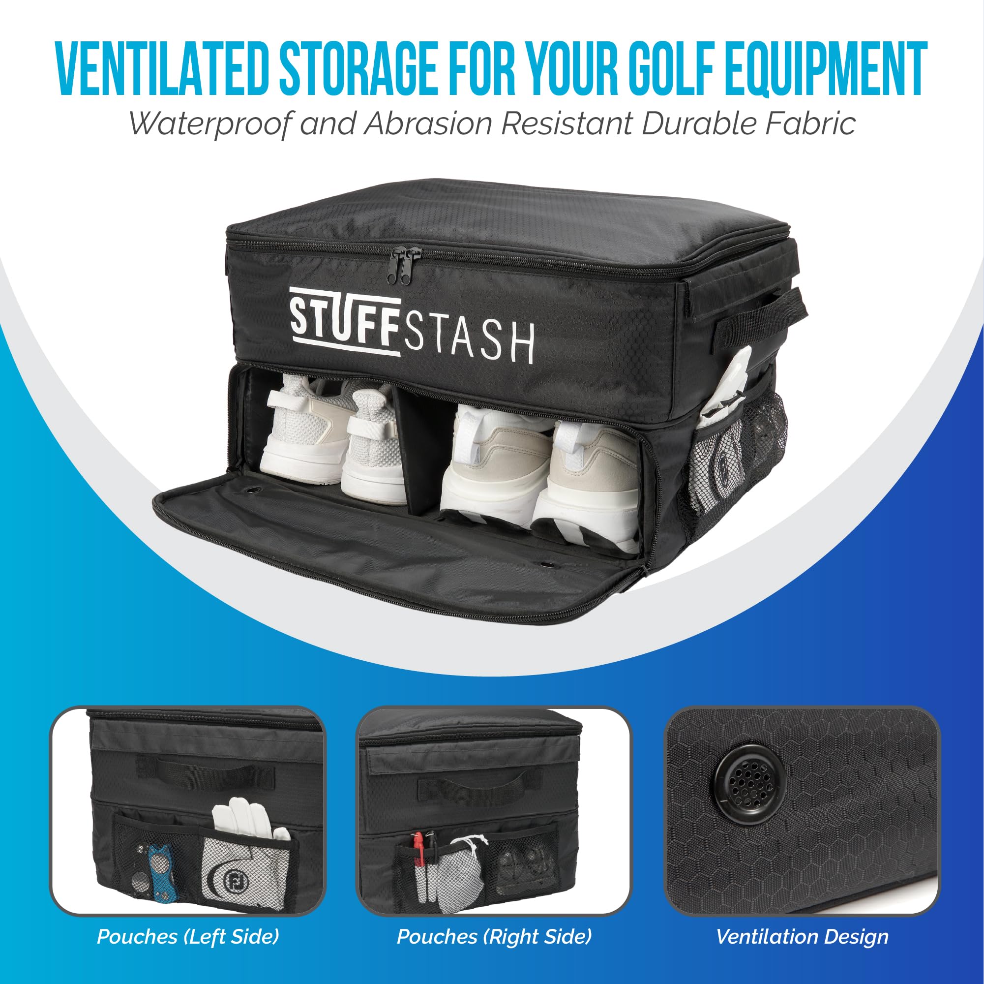 Premium Golf Trunk Organizer - Heavy Duty Collapsible Storage with Shoe Compartments & Dividers for Tees, Gloves, Balls & Accessories | Perfect Car SUV Organizer for Men & Women Golfers | Ideal for Travel, Tournaments & Practice Sessions