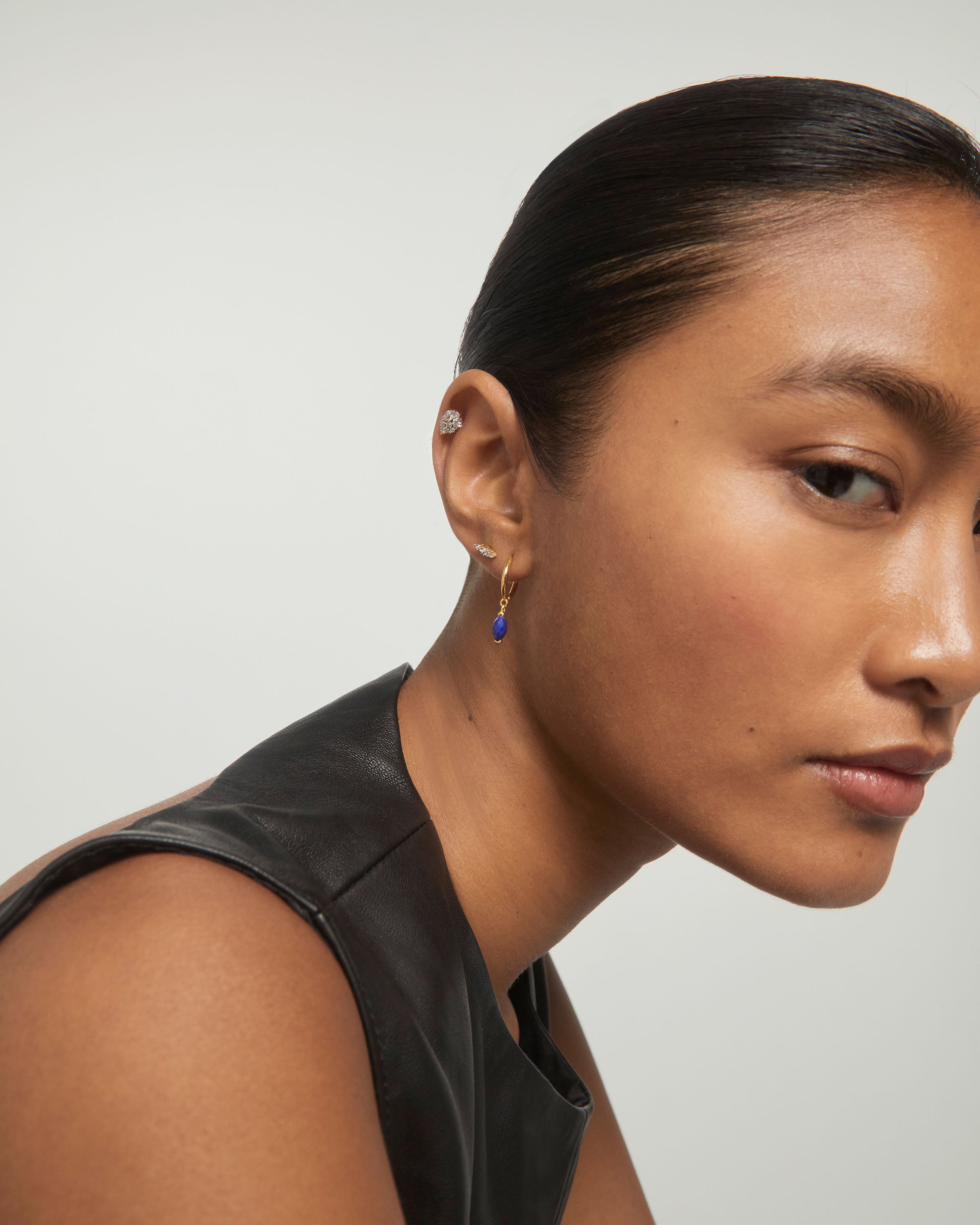 Lapis Lazuli Nomad Hoops - Handmade Bohemian Earrings for Women, 925 Sterling Silver Dangle Hoops, Boho Chic Jewelry for Everyday Wear & Special Occasions