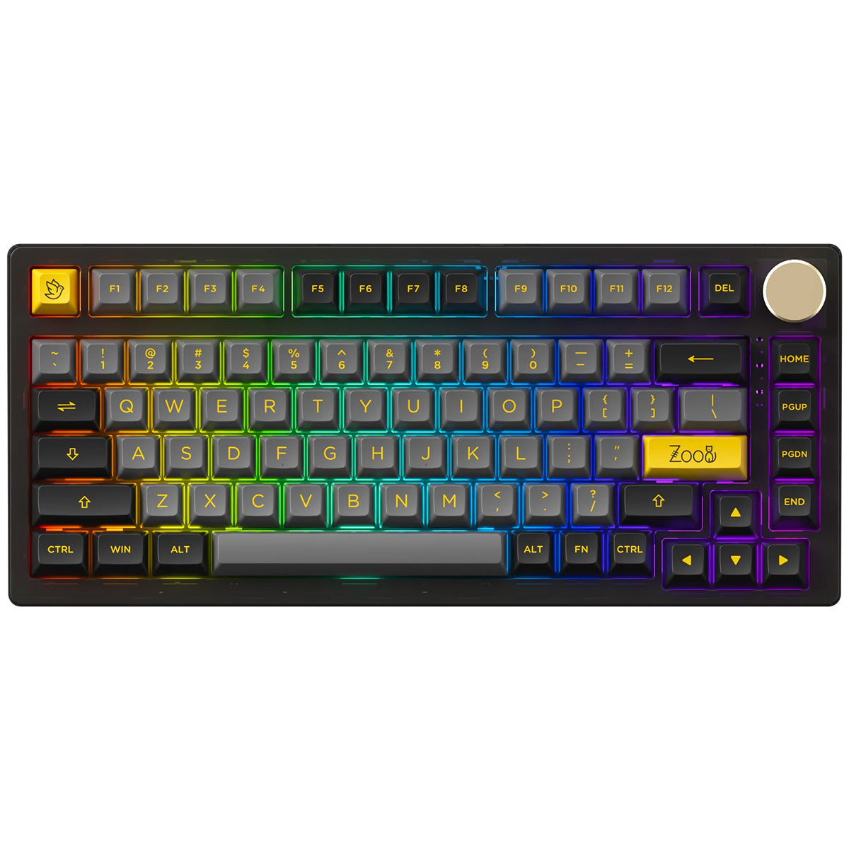 Akko PC75B Plus V2 Mechanical Keyboard - Hot Swappable Wireless RGB Gaming Keyboard with Crystal Switches, Black & Gold Design - Perfect for Gaming, Office Work, and Typing Enthusiasts