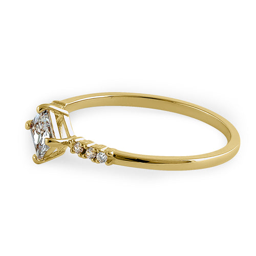 14K Yellow Gold Princess Cut Cubic Zirconia Ring for Women – Elegant & Durable CZ Engagement, Wedding, or Promise Ring for Everyday Wear