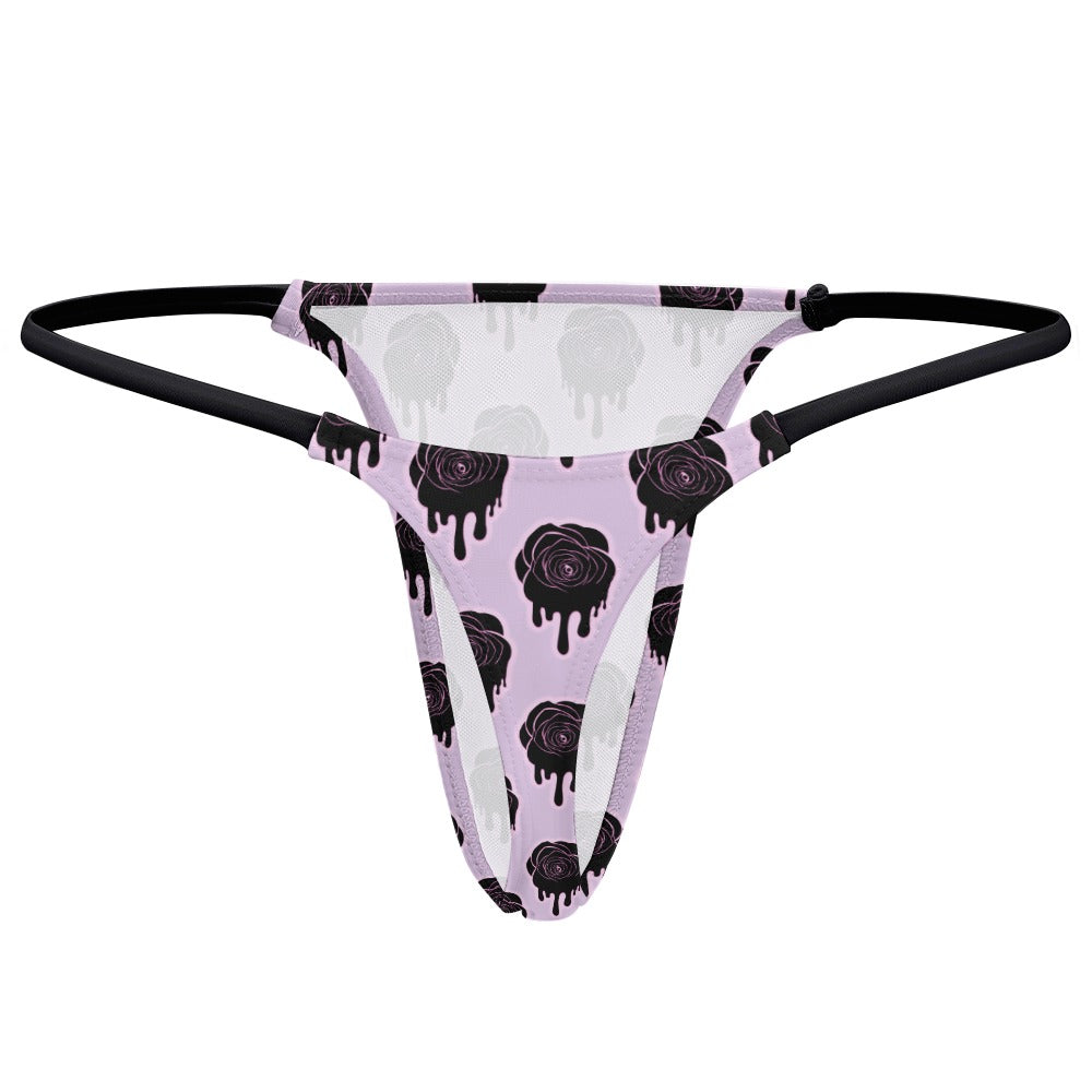Sexy Black Rose Lace Thong Panties for Women - Comfortable & Elegant Underwear for Date Night & Special Occasions