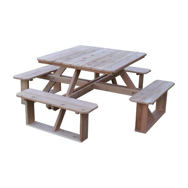 Premium Western Red Cedar Square Walk-In Table - Durable Outdoor Dining & Patio Furniture for Garden, Deck, and Backyard Entertaining
