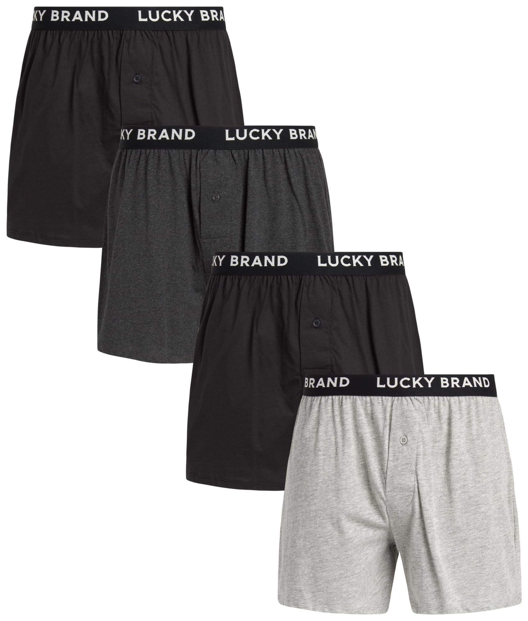 Lucky Brand Men's Boxer Shorts 4-Pack - Soft Breathable Cotton Underwear for Men, Loose Fit Comfort Boxers, Lightweight & Stretchable (S-XL) - Perfect for Everyday Wear, Gym, Travel & Sleep