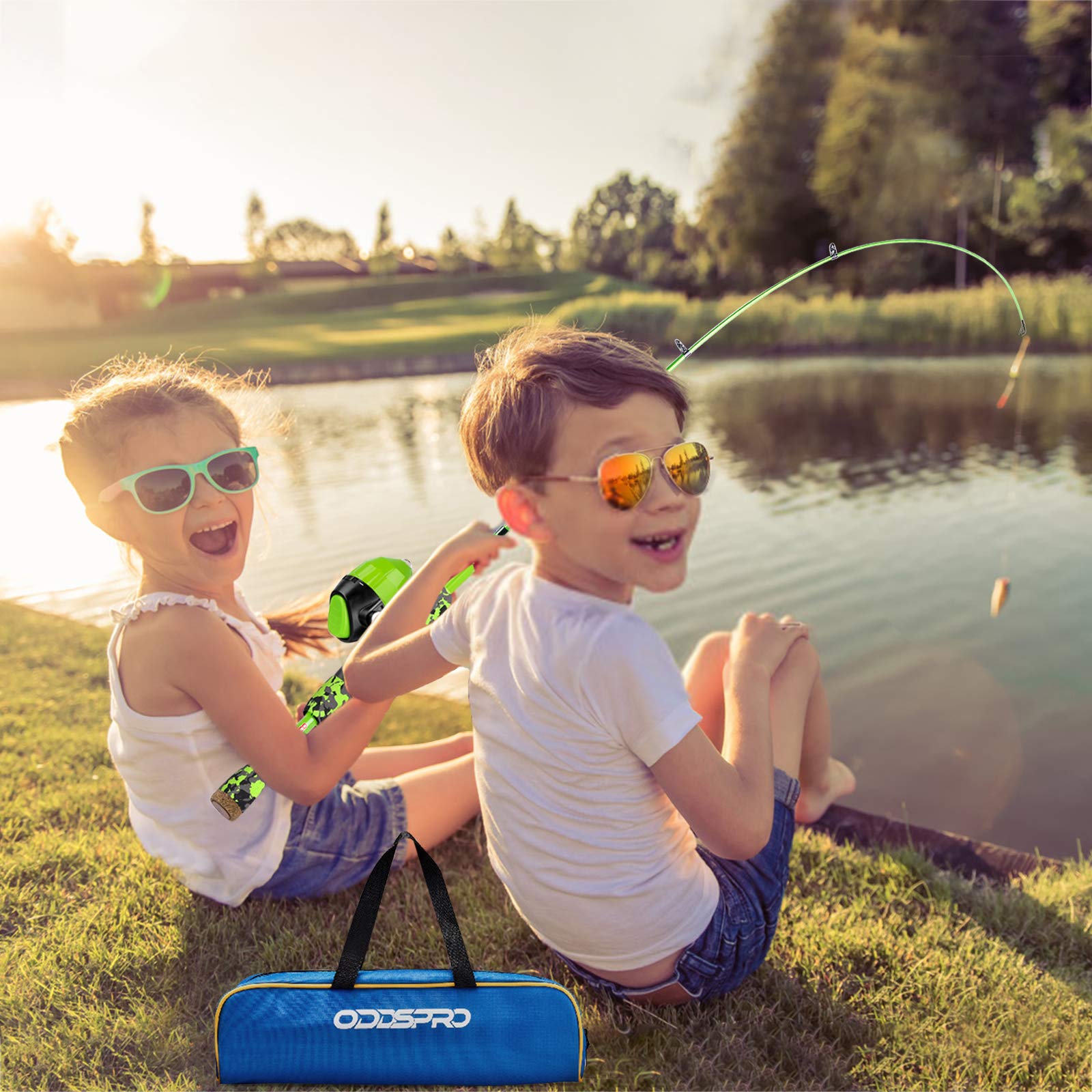 ODDSPRO Kids Fishing Pole Pink - Telescopic Fishing Rod and Reel Combo Kit with Tackle Box | Portable Spincast Fishing Gear for Girls & Youth | Perfect for Outdoor Camping, Beach Trips & Family Bonding