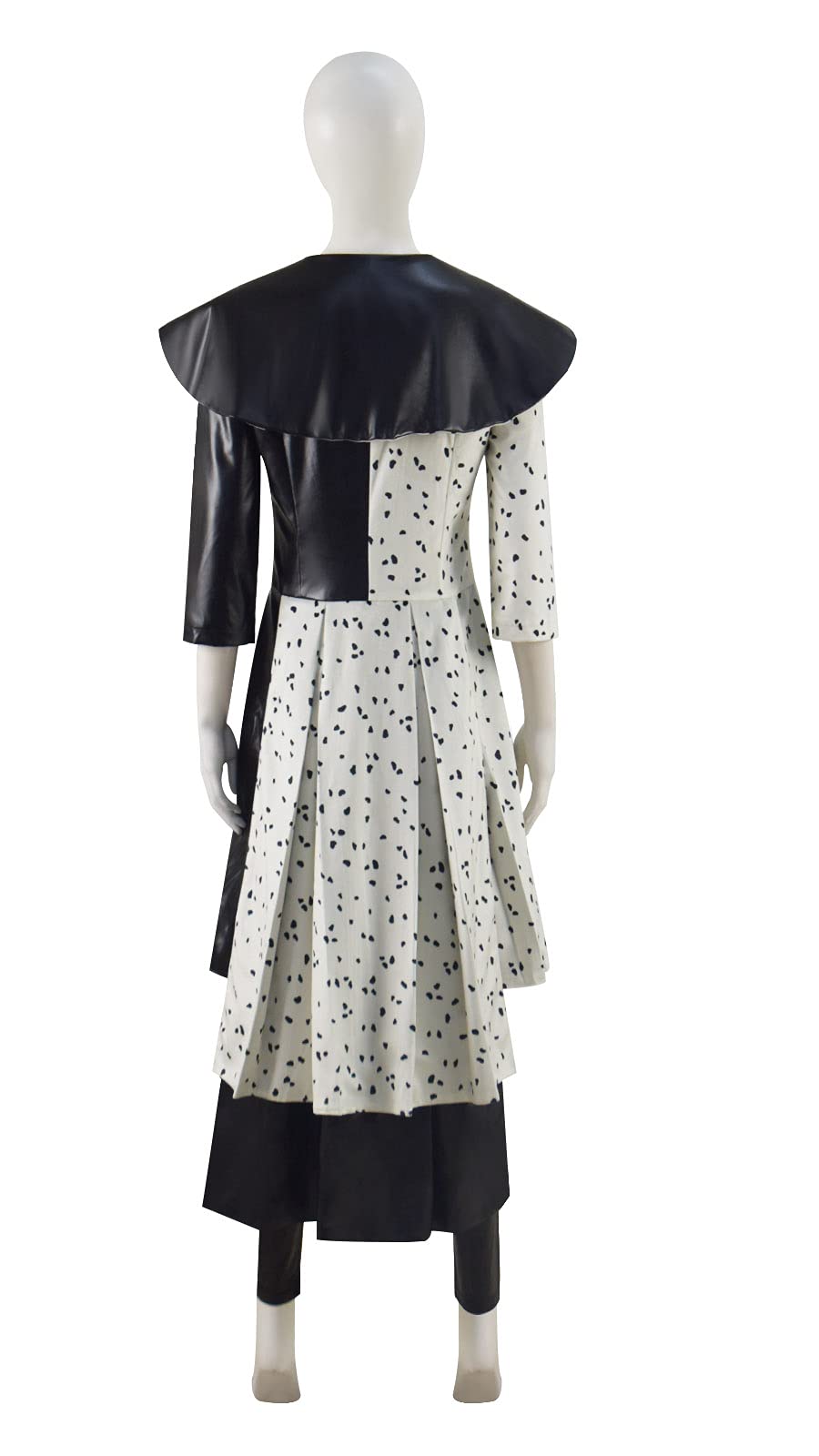 Women's Cruella De Vil Costume Coat Dress Full Set - 101 Dalmatians Halloween Cosplay Outfit for Women, Party & Themed Events