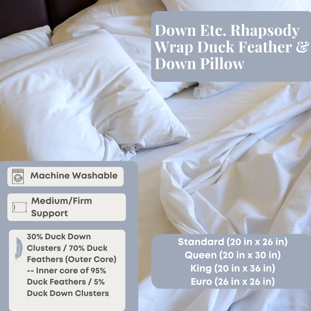 Premium Duck Feather & Down Pillow - Ultra Soft & Supportive for Side, Back & Stomach Sleepers - Featured at Pendry® Hotels - Perfect for Home, Travel & Luxury Hotels