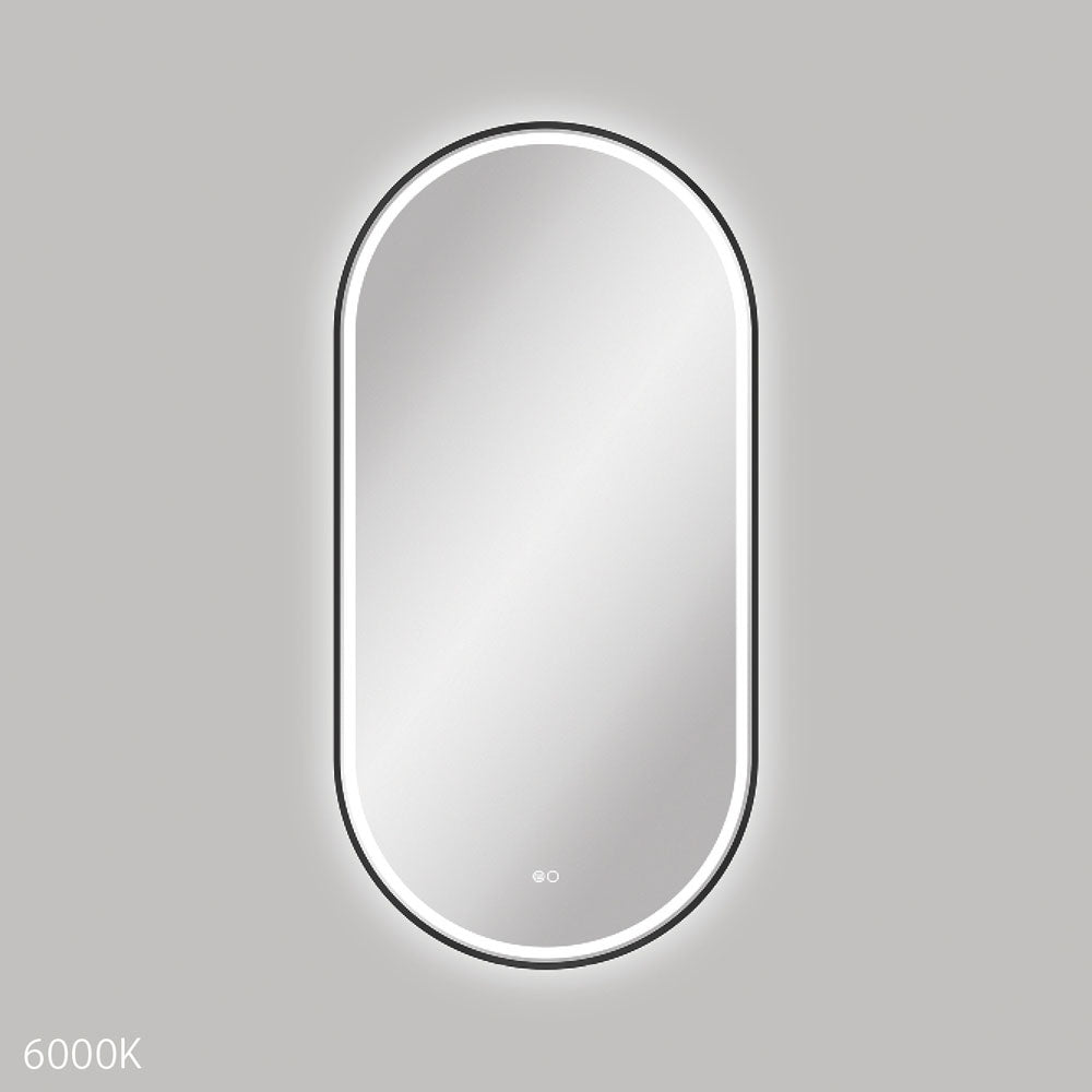 Fienza LED60120FPB Empire LED Matte Black Framed Bathroom Mirror 24x47 Inches - Modern Illuminated Vanity Mirror for Makeup, Shaving & Home Decor