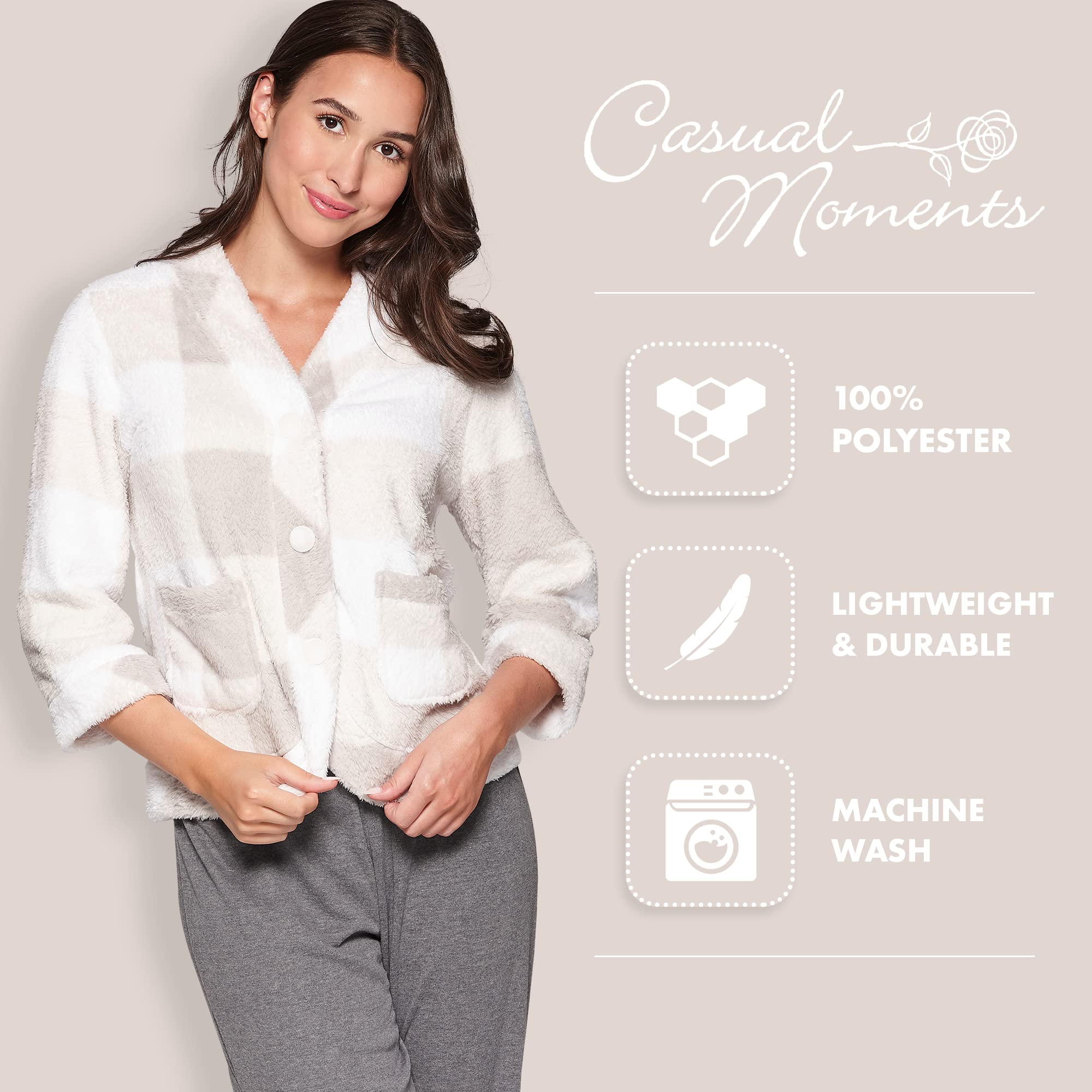 Women's Casual Bed Jacket with Velcro Openings - Soft & Comfortable Loungewear for Relaxing at Home, Nursing, or Post-Surgery Recovery