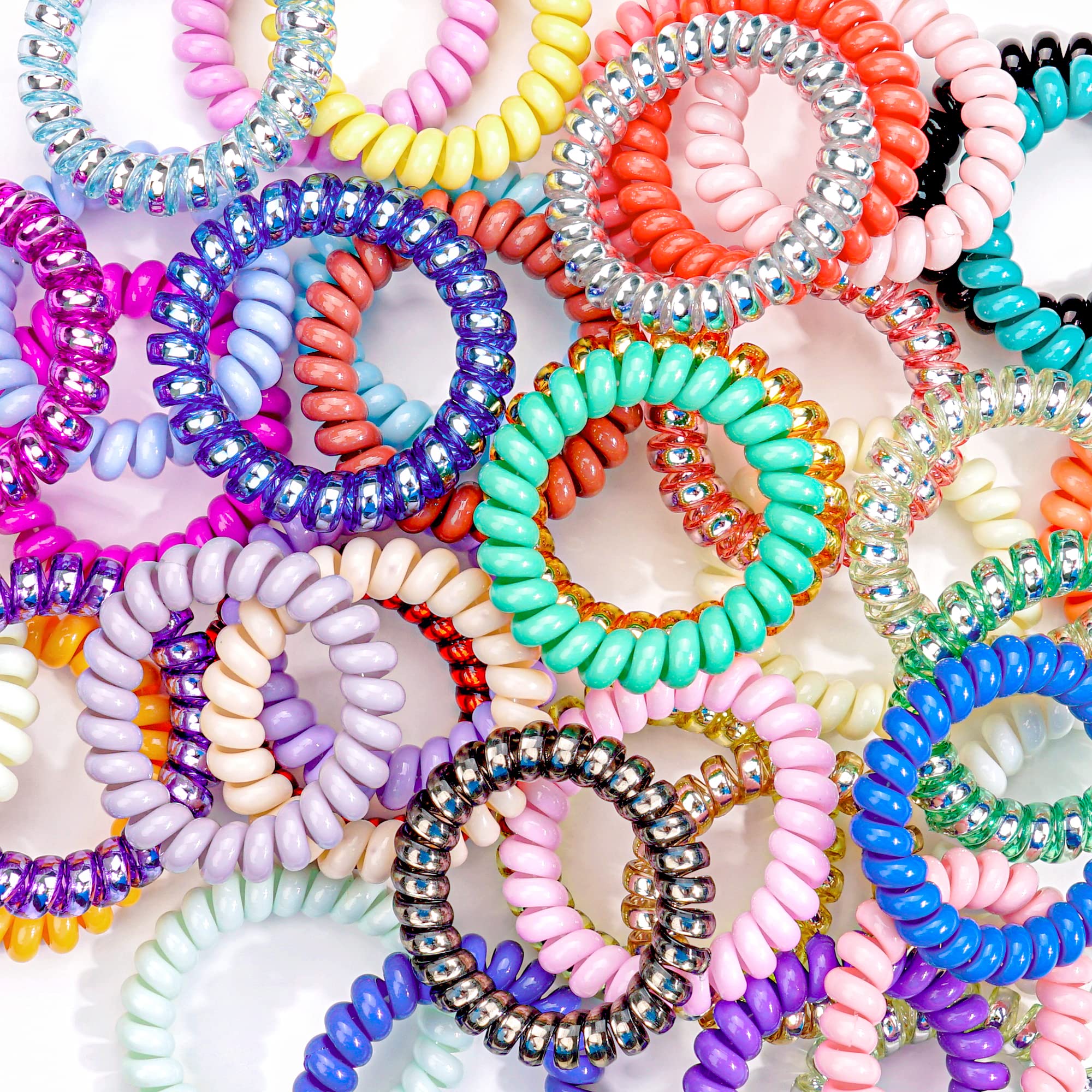 JOYOYO 40 Pack Spiral Hair Ties - No Crease, Waterproof Hair Coils for Women & Girls - Perfect for Workouts & Daily Use