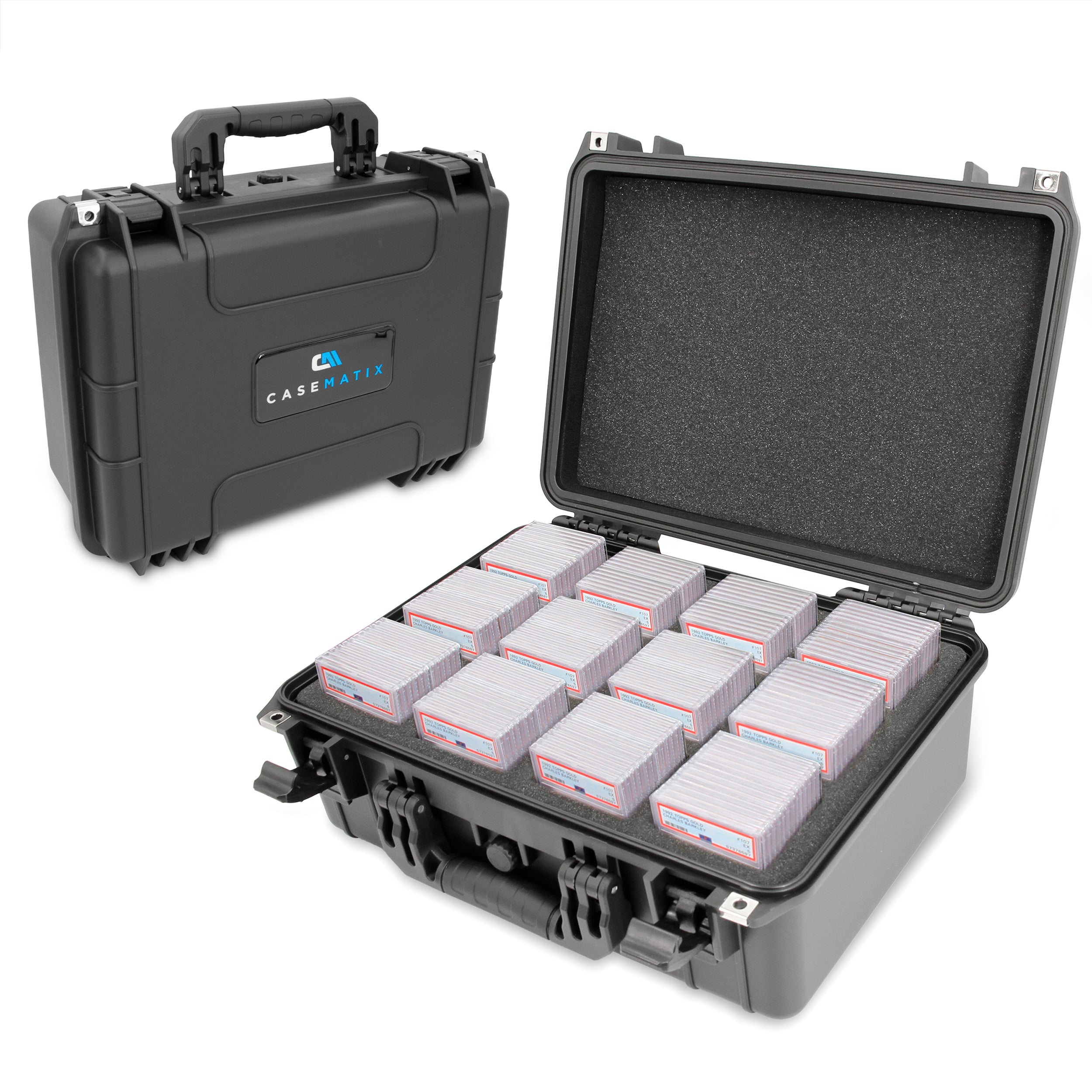 CASEMATIX Graded Card Case for 130 PSA Graded Sports Trading Cards - Waterproof Trading Card Storage Box with 12 Adjustable Dividers - Perfect for Collectors, Sports Memorabilia Protection & Card Show Display