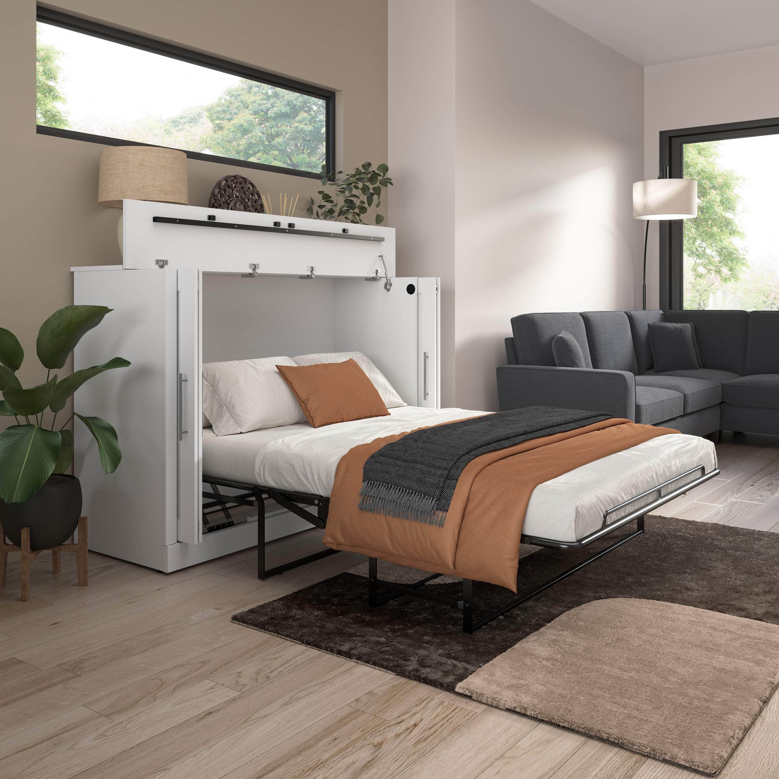 Pur 69W Full Cabinet Bed with Mattress - 3 Color Options | Space-Saving Storage Bed for Small Rooms & Apartments | Modern Platform Bed Frame with Built-in Drawers