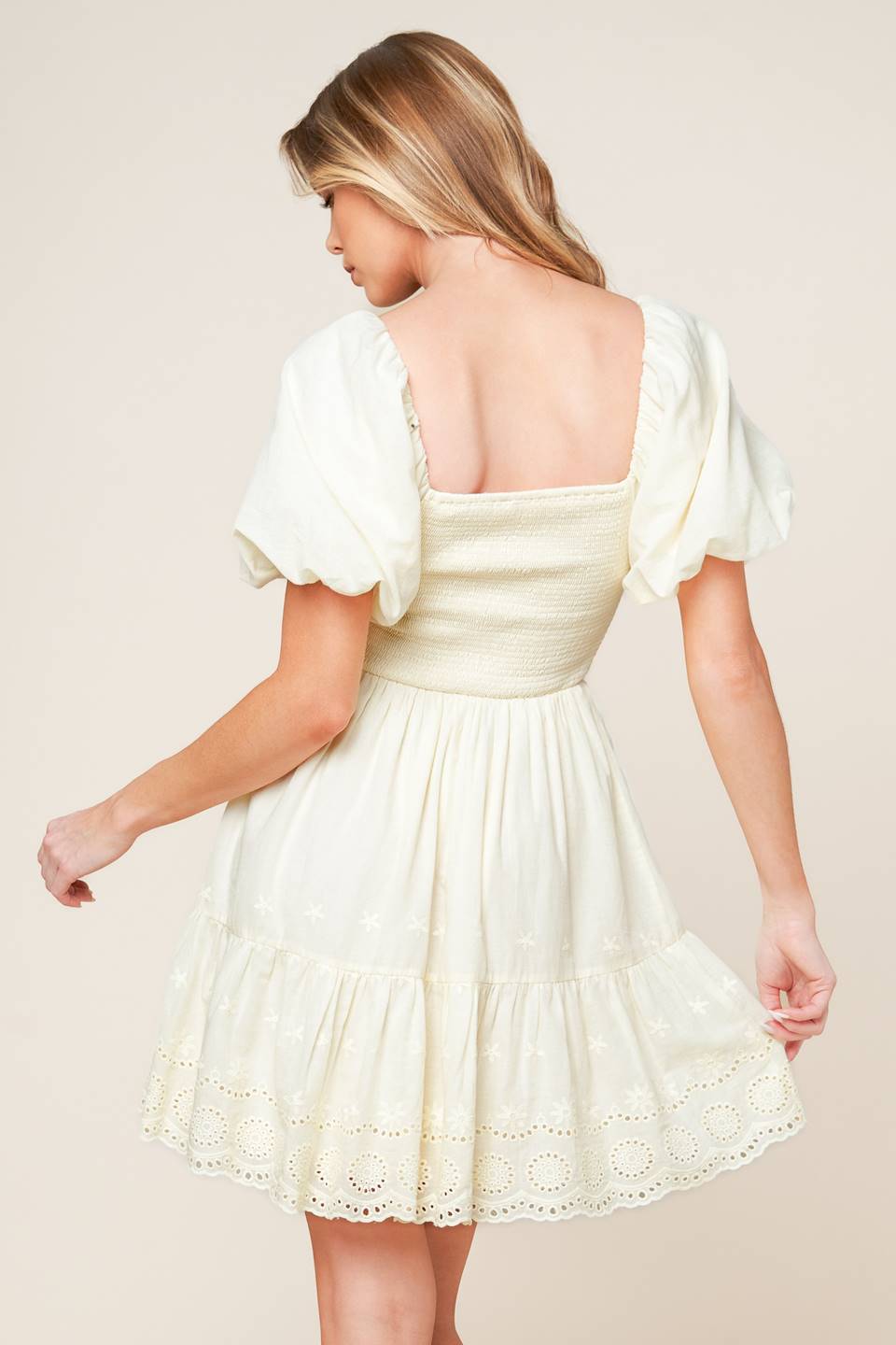 LOLA BOHO Mini Dress in Cream - Flowy Summer Dress for Beach, Vacation & Festival Wear