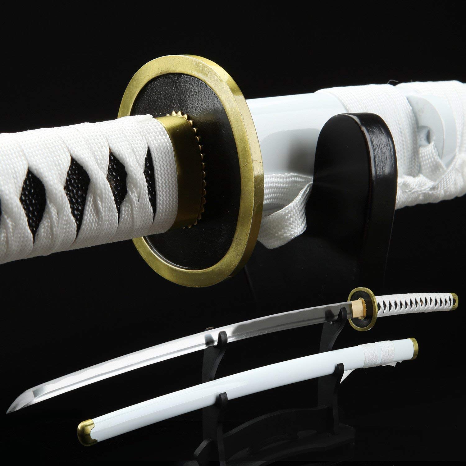 Handmade Full Tang Katana - 1045 Carbon Steel One Piece Roronoa Zoro Wado Ichimonji Replica Sword for Cosplay, Martial Arts Training & Anime Collection Display
