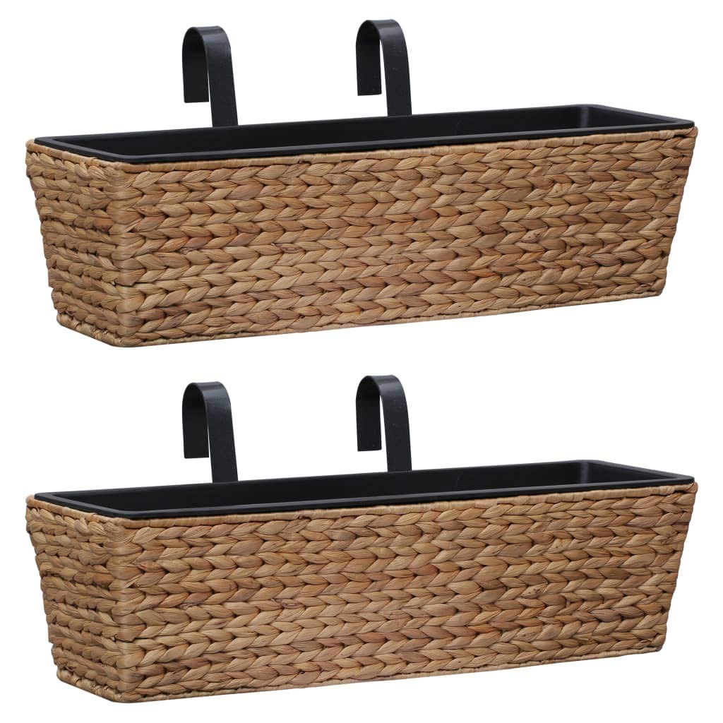 2-Pack Water Hyacinth Garden Planters Baskets - Natural Woven Hanging Plant Pots for Indoor/Outdoor Flowers, Herbs & Succulents - Perfect for Balcony, Patio & Home Decor
