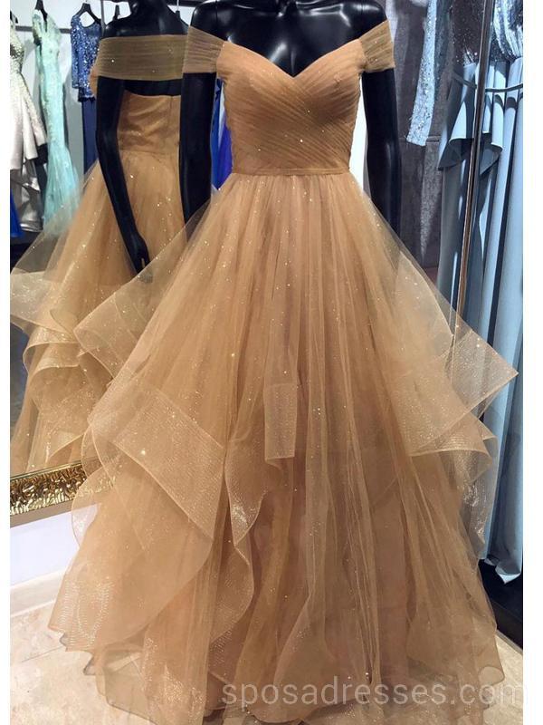 Sparkly Off Shoulder Tulle Long Evening Prom Dresses for Women - Custom Party Gowns for Prom, Homecoming & Special Occasions | Elegant Formal Dresses for Dances, Weddings & Black Tie Events