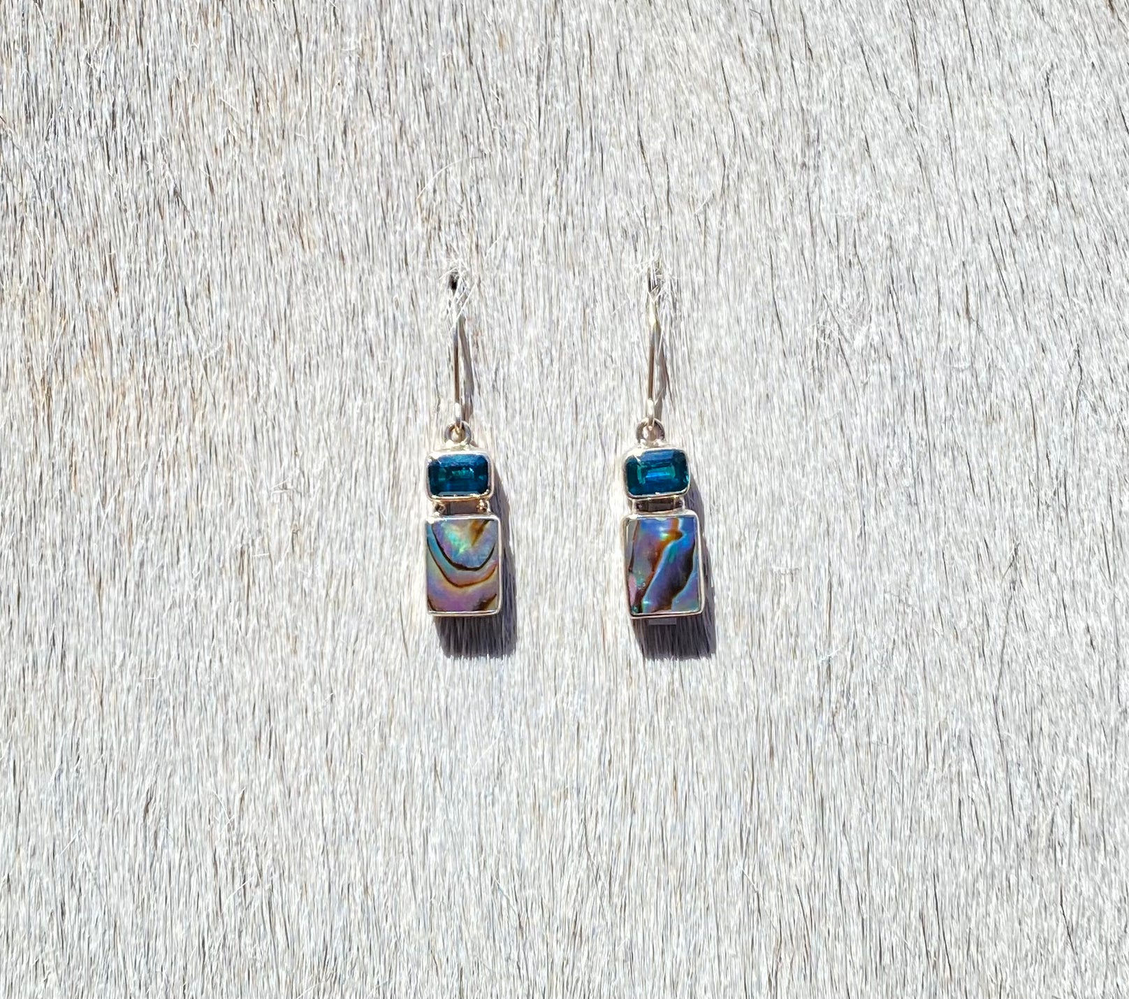 Natural Abalone Shell Topaz Drop Earrings for Women - Handmade Boho Chic Jewelry - Perfect for Beach Weddings, Festivals & Everyday Wear
