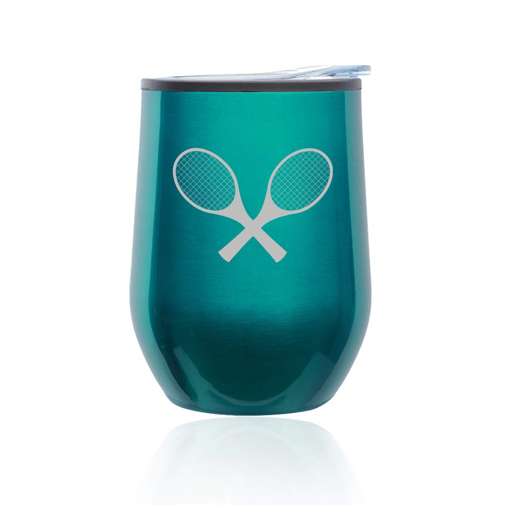 Stemless Wine Tumbler with Lid - 16oz Insulated Glass Coffee Mug for Hot & Cold Drinks - Perfect for Travel, Tennis Matches, and Outdoor Activities (Turquoise Teal)