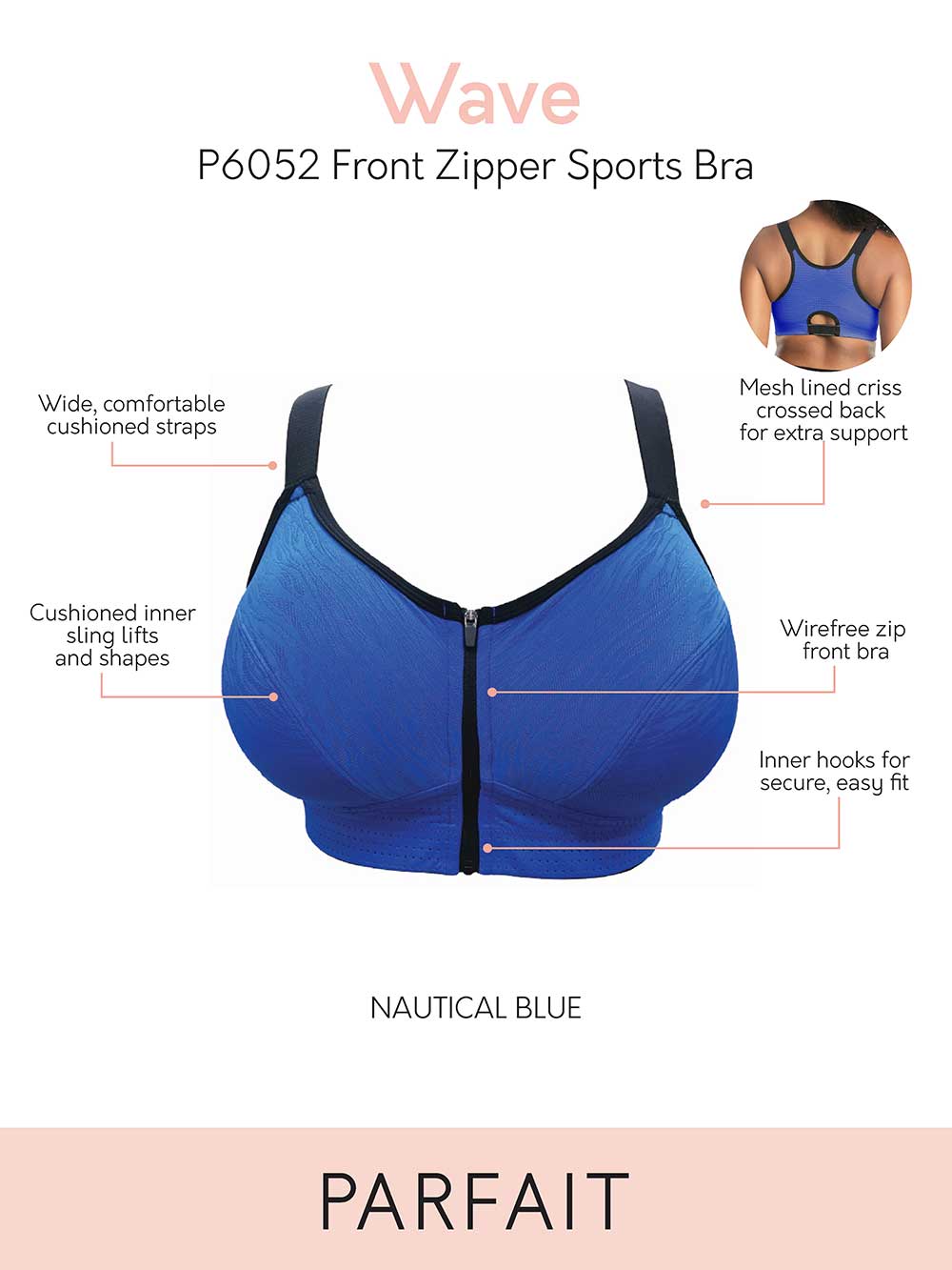 Wire-Free Zip Front Sports Bra for Women - Comfortable & Supportive Workout Bra for Running, Yoga & Gym