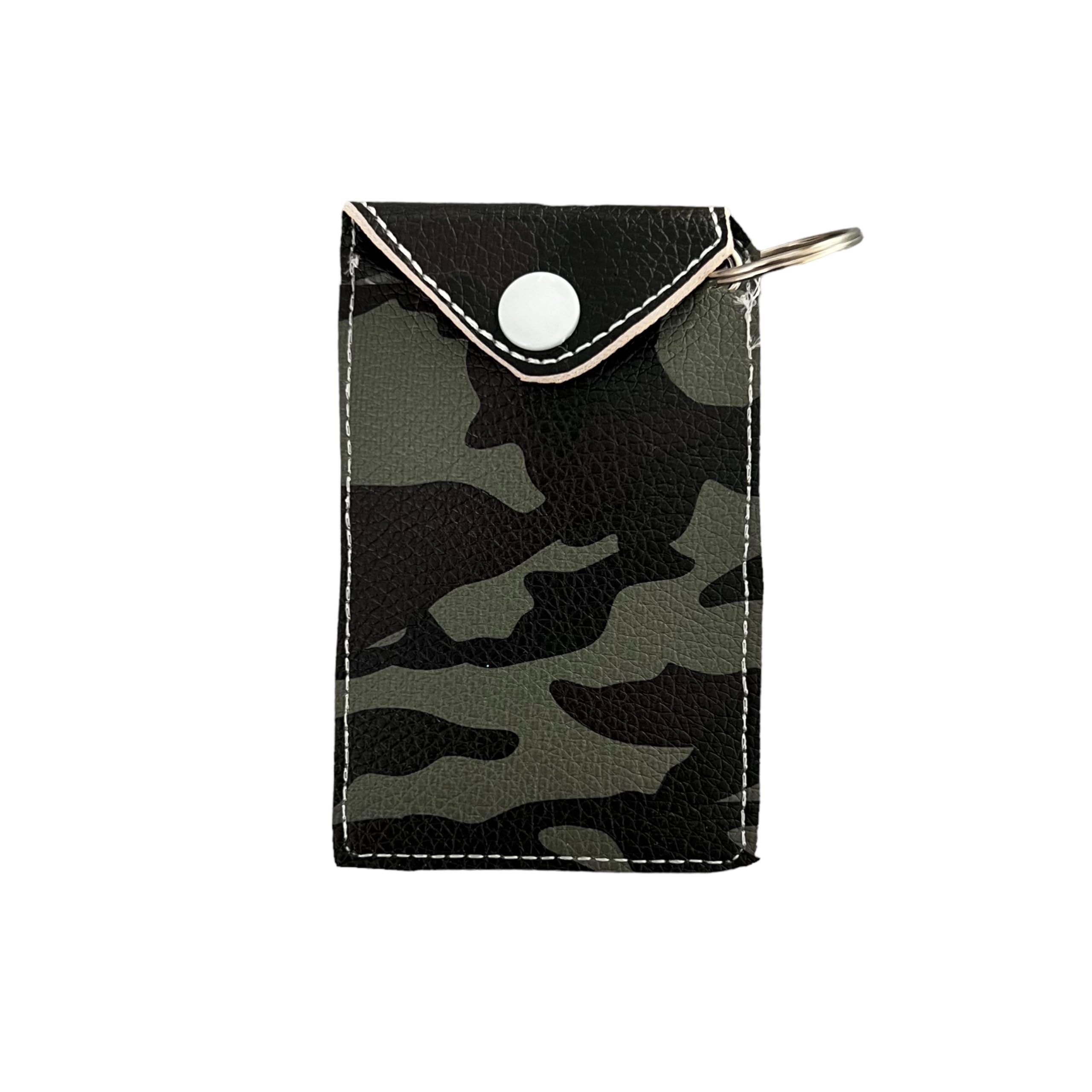 Premium Faux Leather Business Card Holder with Keychain - RFID Blocking Credit Card & ID Organizer - Camo Design by Made By R And R - Perfect for Office, Travel, and Everyday Use