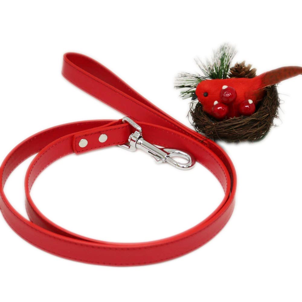 Premium Red Leather Dog Leash - Strong & Durable Custom Pet Leash for Dogs & Cats | Perfect for Walking, Training & Outdoor Adventures