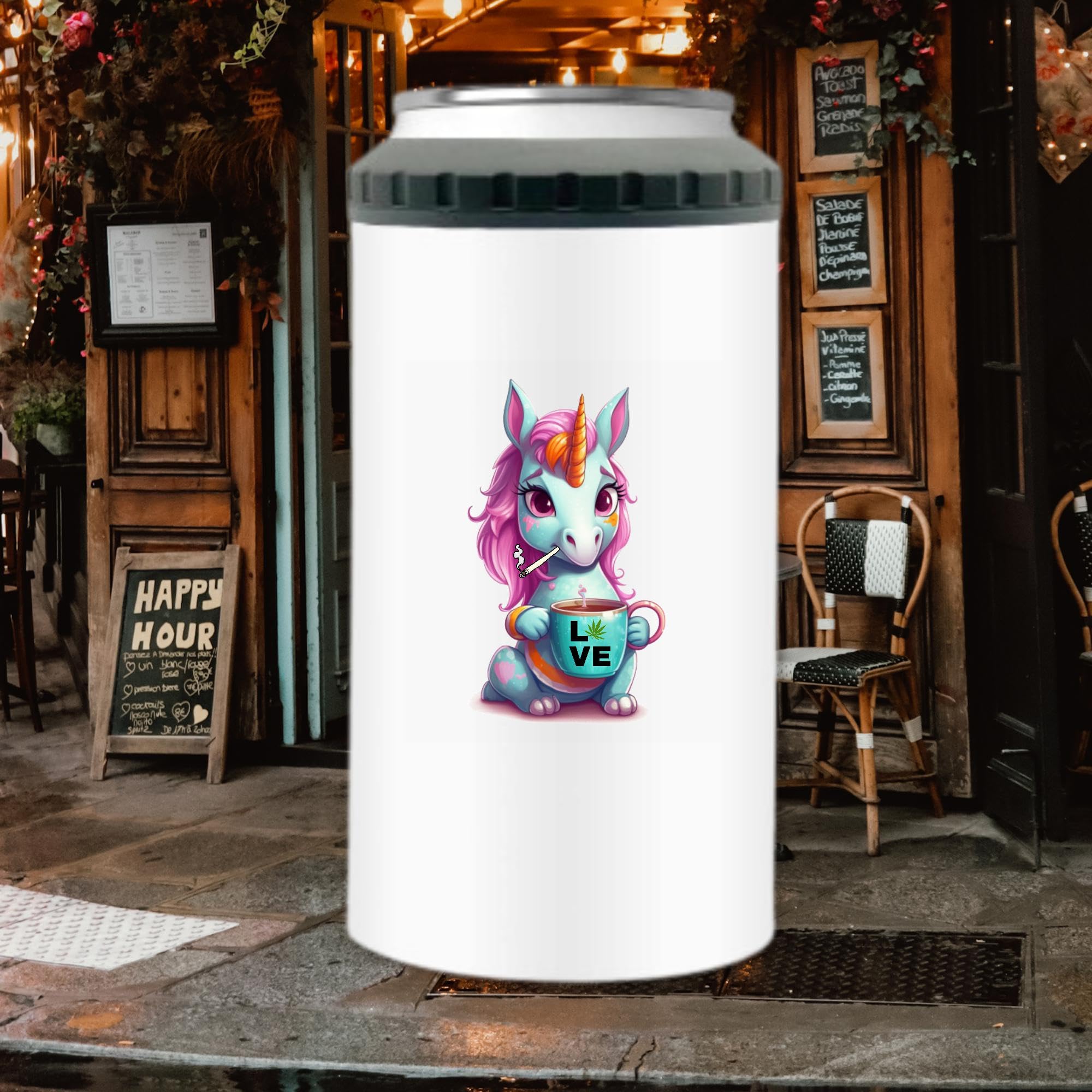 16Oz Insulated Tumbler with Unicorn Design - Perfect Gift for Cannabis Enthusiasts & Weed Lovers - Keeps Drinks Cold for Hours - Ideal for Smoking Sessions, Outdoor Adventures & Home Use