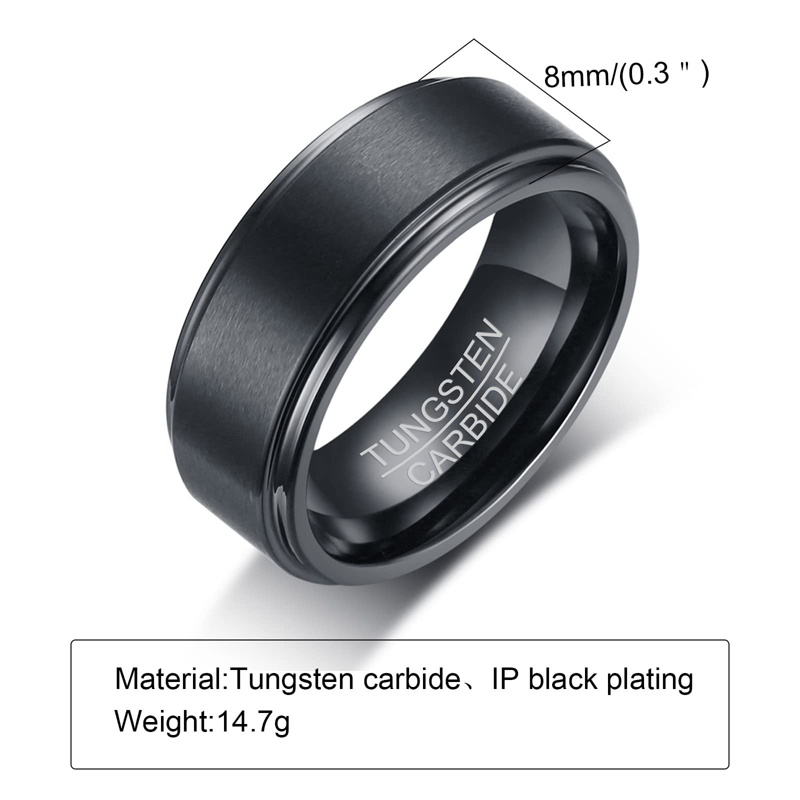 Engravable 8MM Tungsten Carbide Wedding Band for Men - Matte Finish, Comfort Fit Ring - Perfect for Anniversaries, Proposals & Everyday Wear