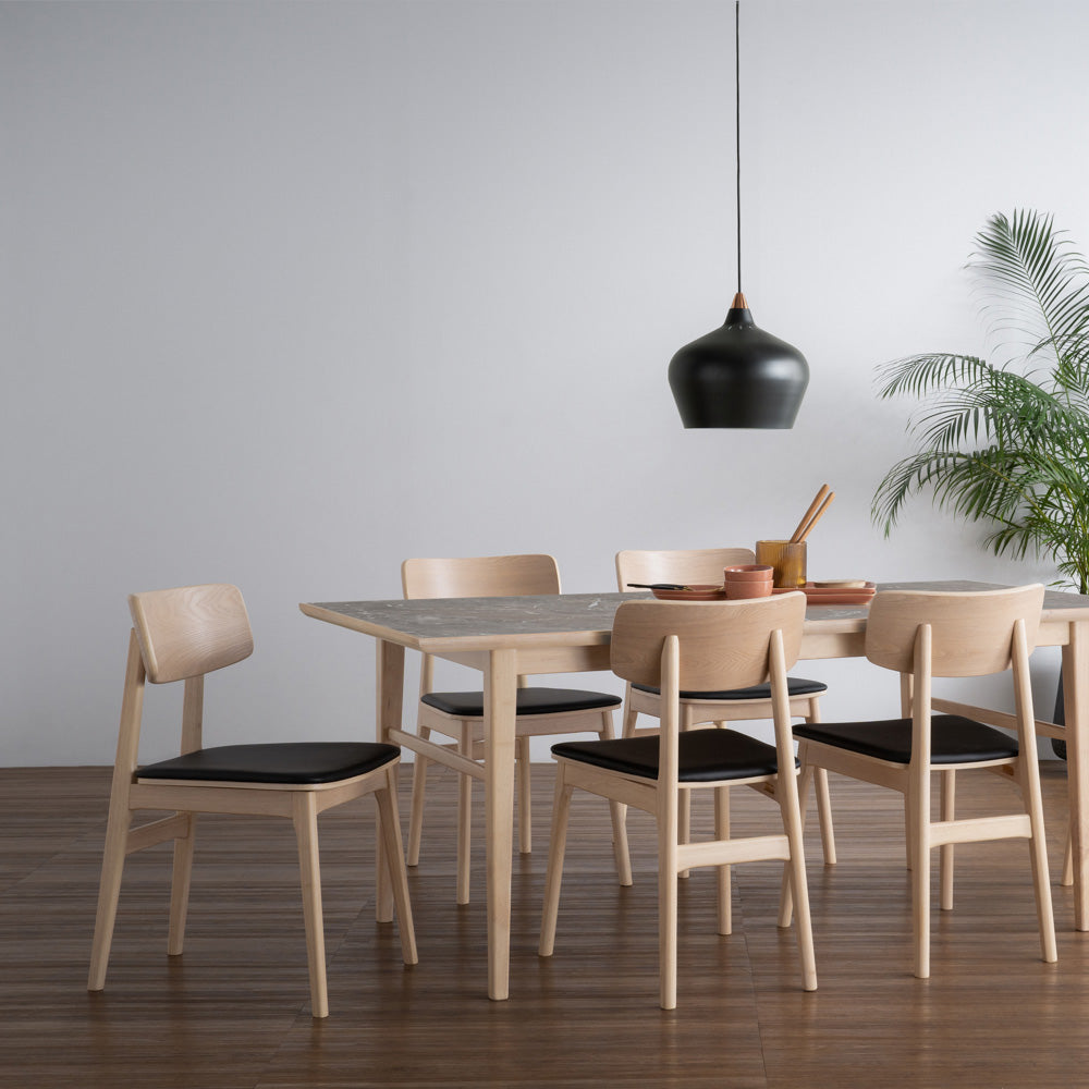 TACY Modern Dining Chair - Natural & Black Wooden Seat - Comfortable Kitchen & Dining Room Furniture for Home & Restaurant Use