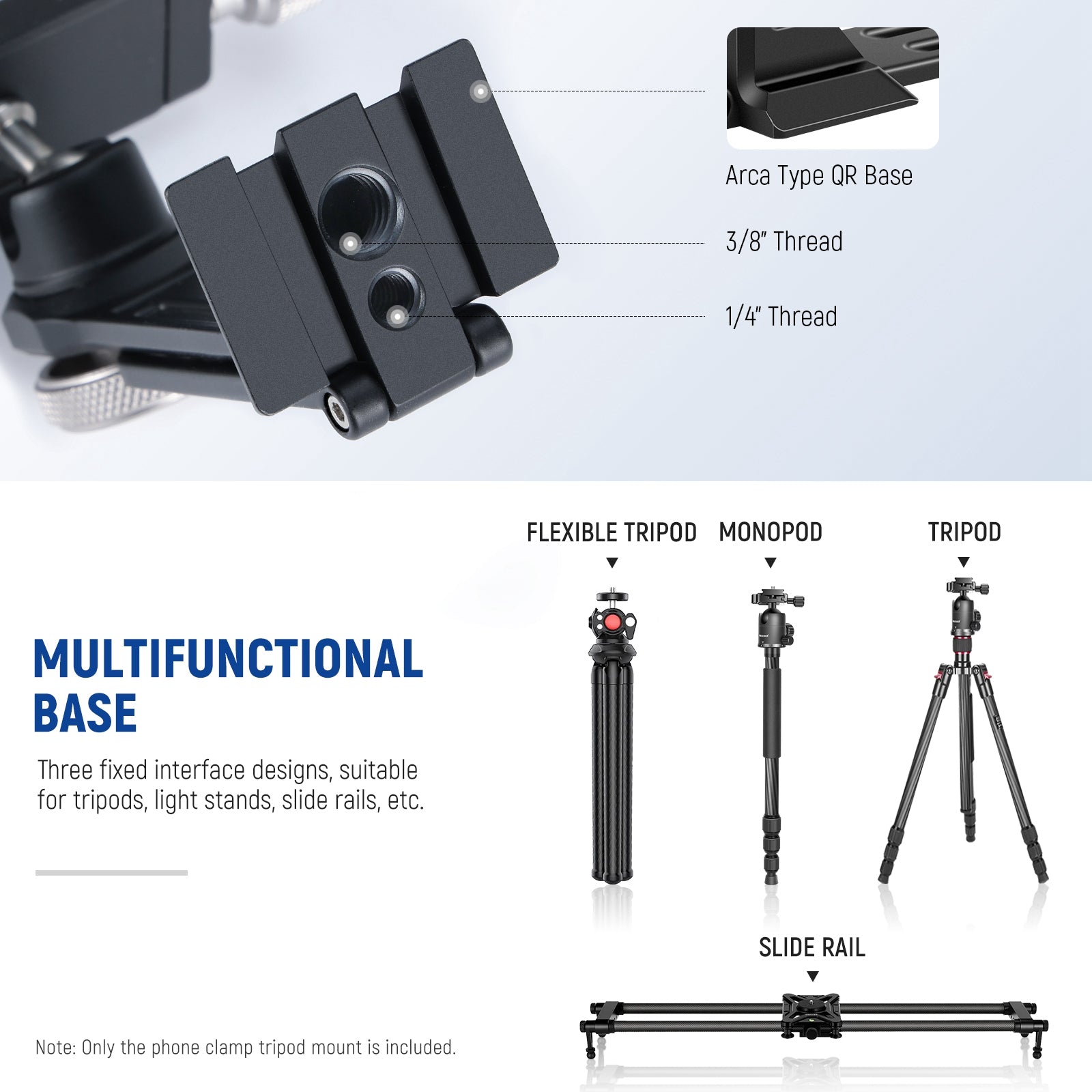 NEEWER PA002 Aluminum Alloy Smartphone Tripod Mount - Adjustable Phone Holder for Vlogging, Photography & Video Recording - Perfect for YouTube, TikTok & Live Streaming