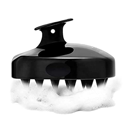 **MeeTo Silicone Hair Massage Shampoo Brush - Scalp Scrubber & Body Massager for Relaxation - Perfect for Shower, Bath & Spa (Black)**