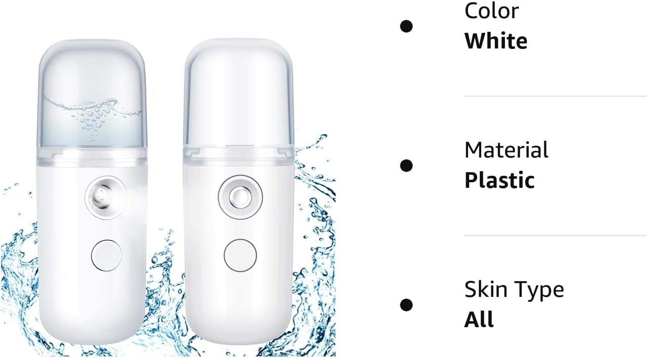 BHAJANLAL GREENERY Cool Mist Sprayer - Portable Nano Facial Mist Sprayer for Hydration, Mini Face Steamer & Refreshing Mist - Perfect for Travel, Office & Skincare Routine (White)