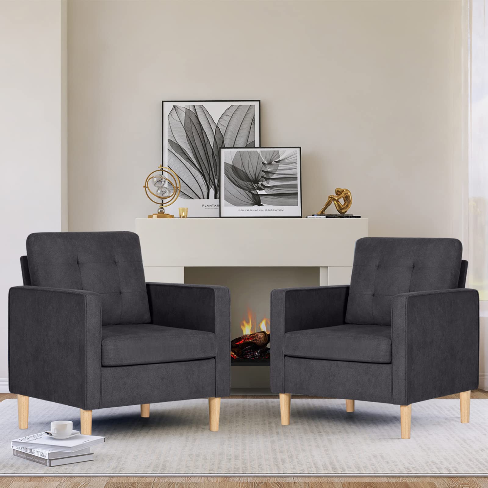 3-Piece Grey Sofa Set for Small Living Room - 1 Loveseat + 2 Accent Chairs, Modern Sectional Couch for Office & Home Decor | Compact Space-Saving Furniture for Apartments, Dorms and Cozy Spaces