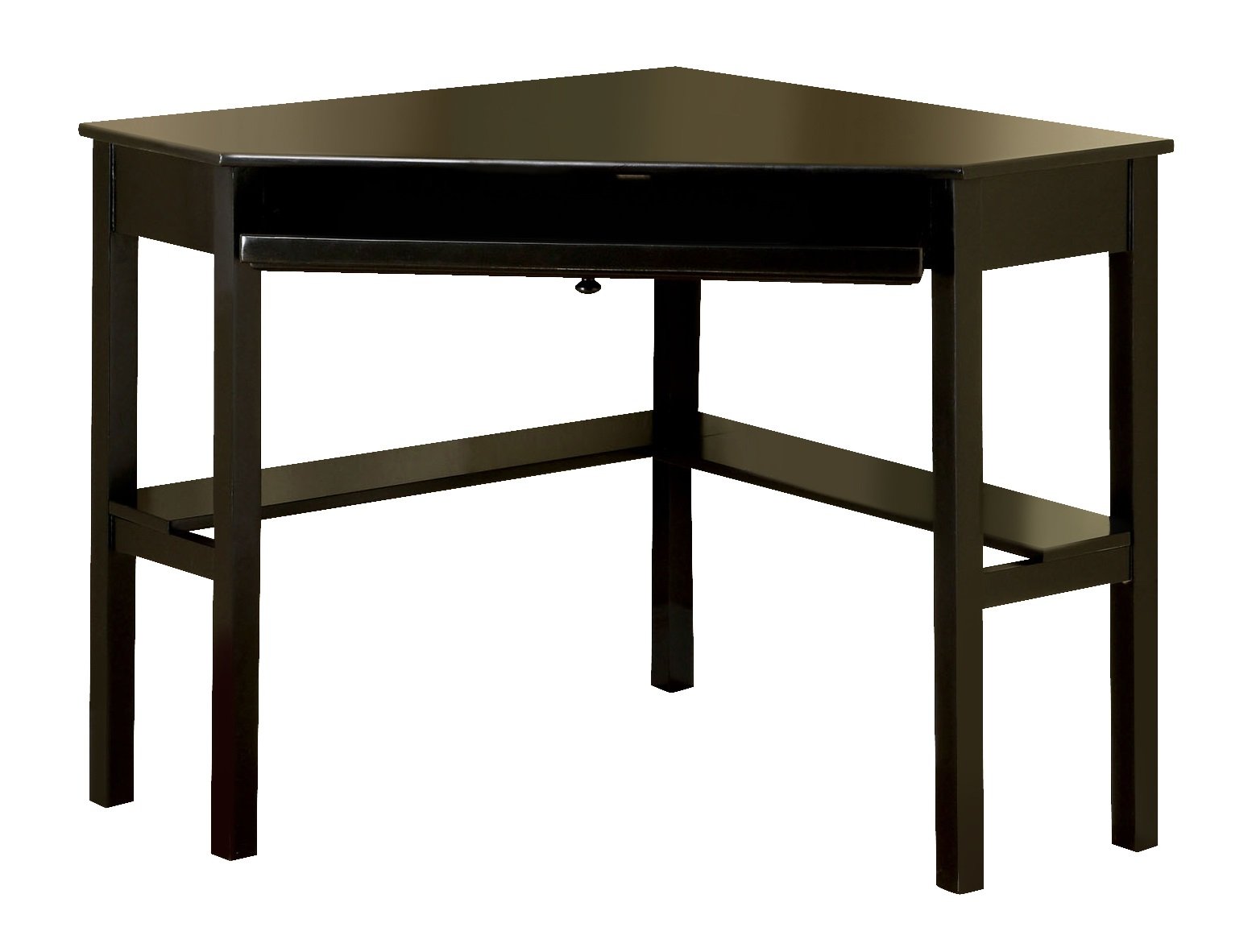 Furniture of America Itelia Modern Corner Computer Desk with Black Finish - Perfect for Home Office, Gaming Setup & Small Spaces