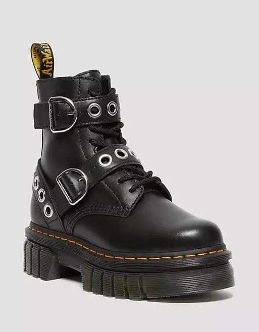 Audrick 8 Inch Black Nappa Leather Luxury Platform Boots for Women - Stylish & Comfortable High Heel Boots for Party, Night Out, and Fashion Events