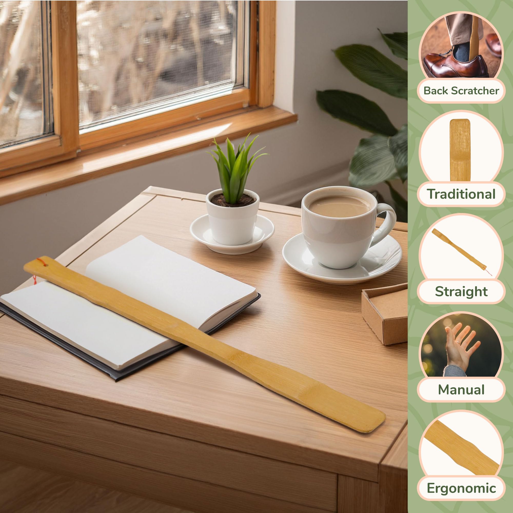 BambooMN 3-Pack 17 Inch Long Handle Bamboo Shoe Horns with Bonus Travel Size Back Scratcher - Perfect for Elderly, Kids & Travel Accessories (Easy Shoe Removal & Back Relief)