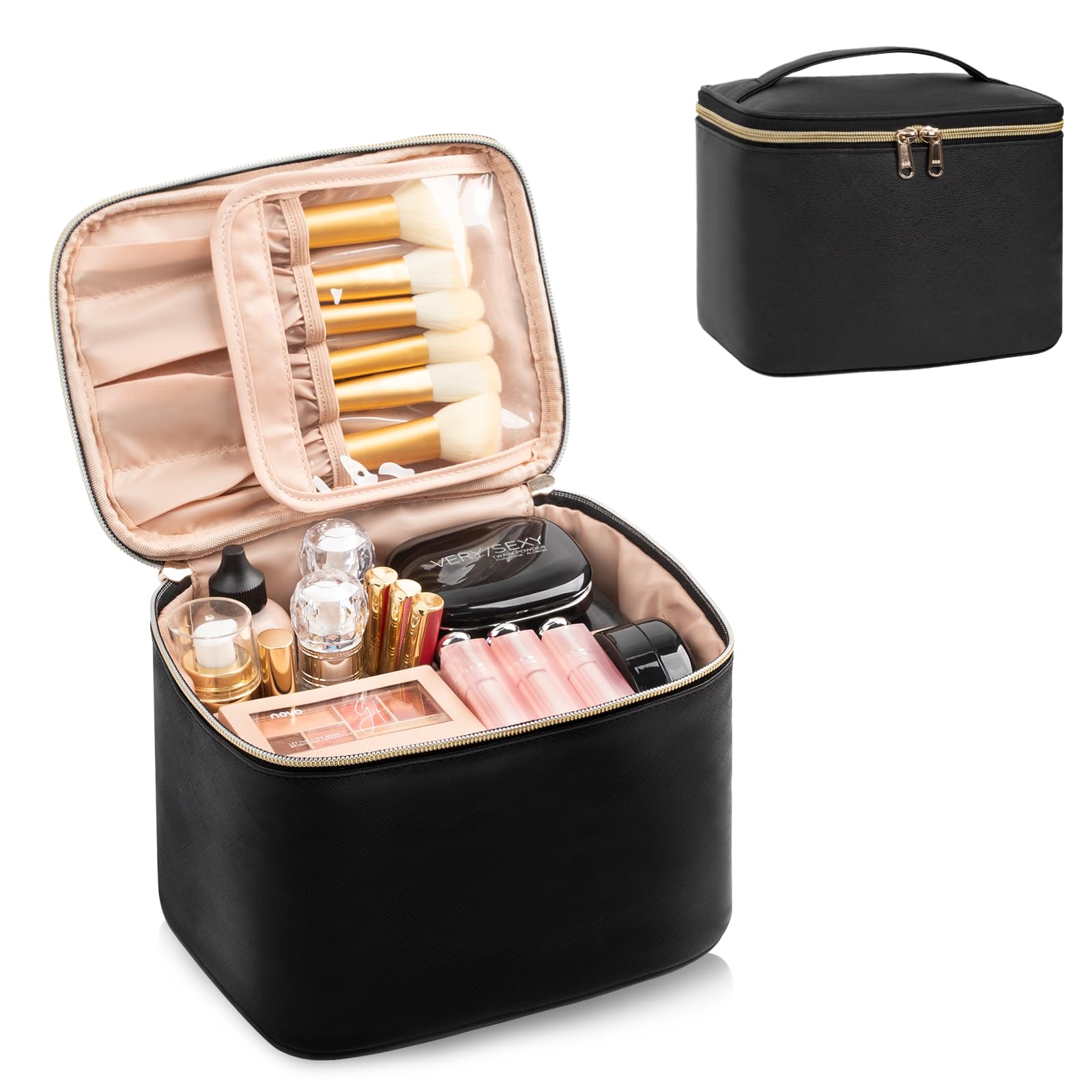 OCHEAL Large Capacity Makeup Bag for Travel - Waterproof Cosmetic Organizer with Vertical Storage, Perfect for Skincare & Toiletry Essentials | Ideal for Vacation, Gym, and Daily Use