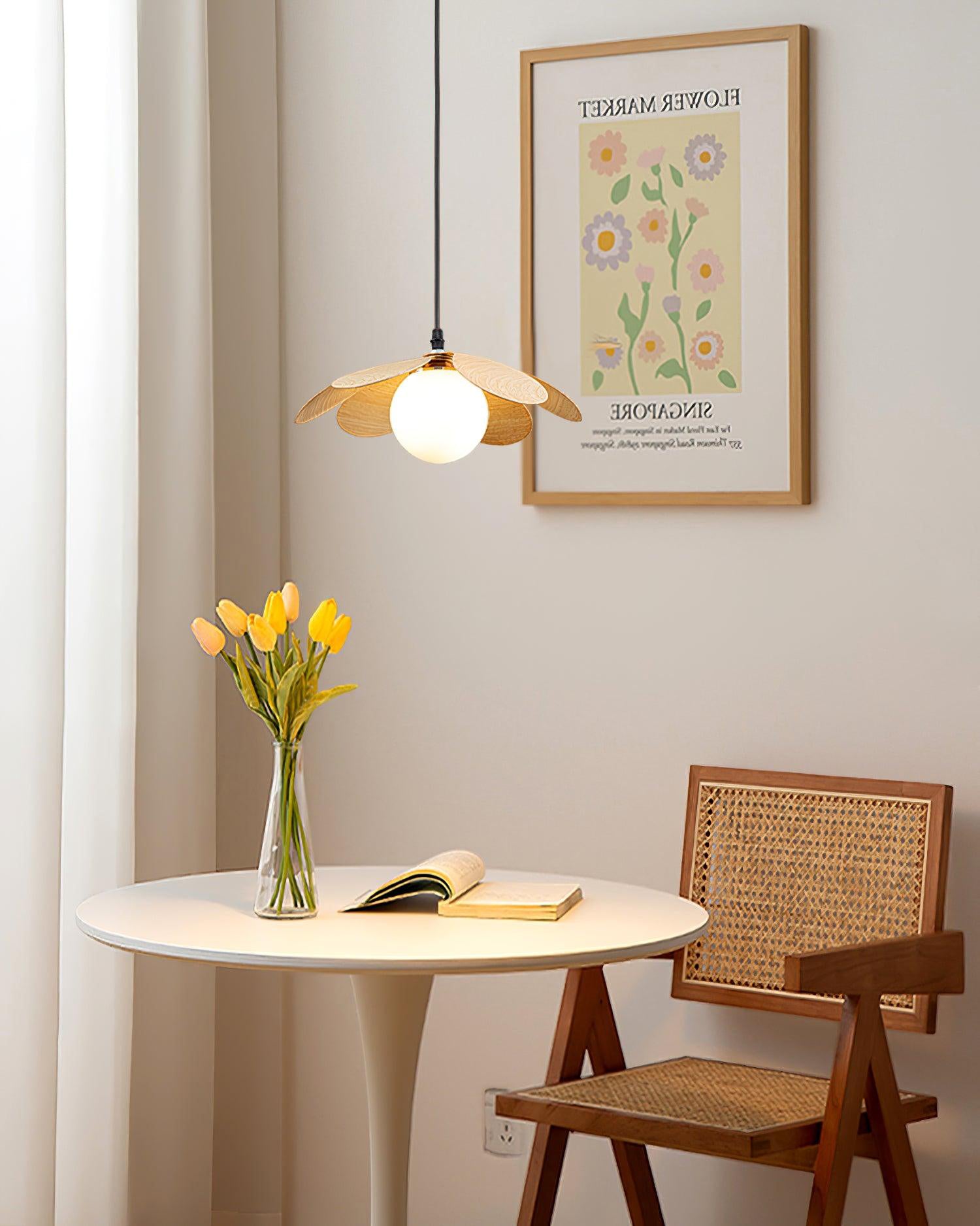 Fleur Petals Pendant Lamp - Elegant Floral Glass Ceiling Light for Living Room, Bedroom, Dining Room & Kitchen Decor | Modern Boho Home Lighting Fixture