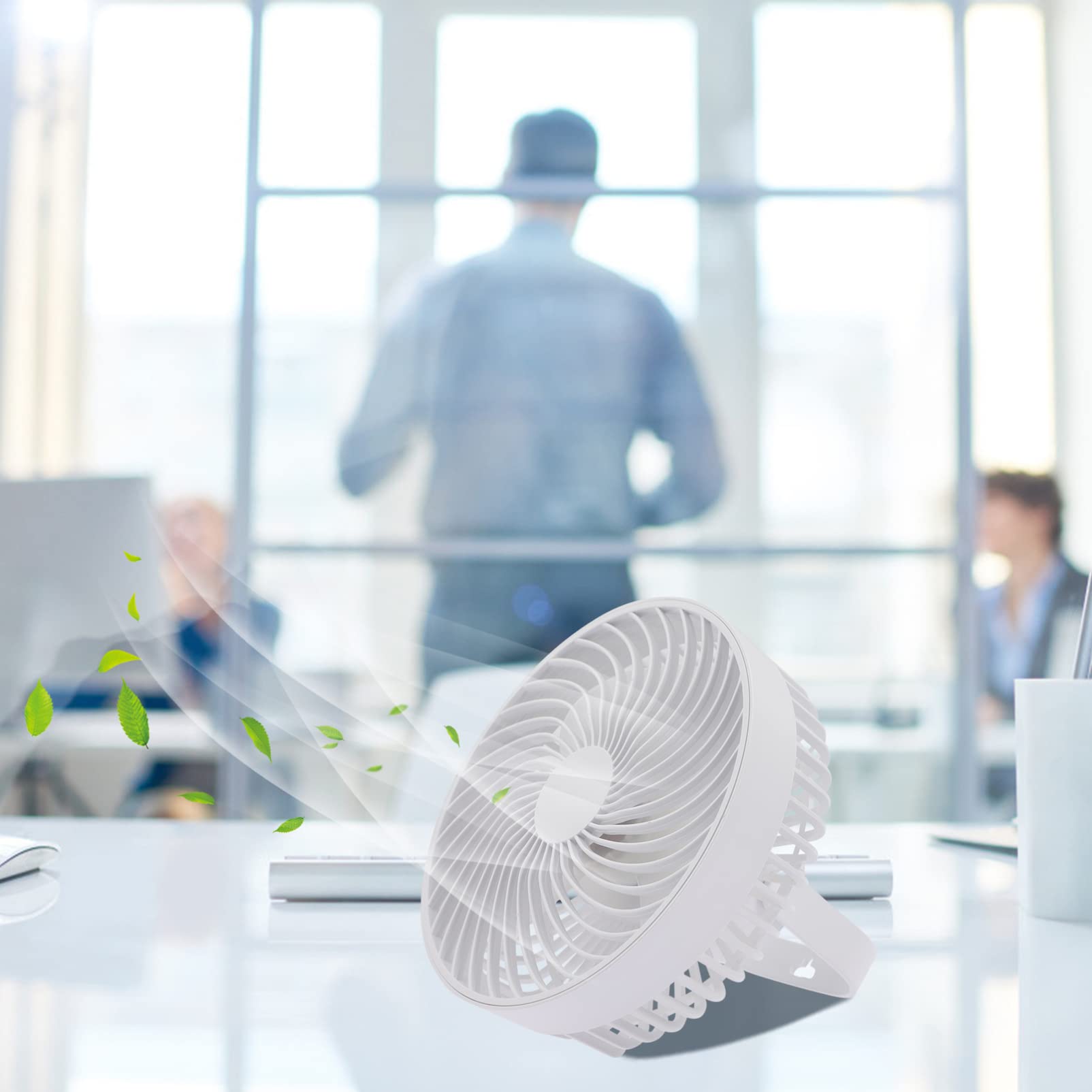OSALADI USB Desk Fan with LED Night Light - Portable, Rechargeable Small Personal Fan for Office, Home & Travel | Quiet Cooling for Workspace, Bedroom & Outdoor Use