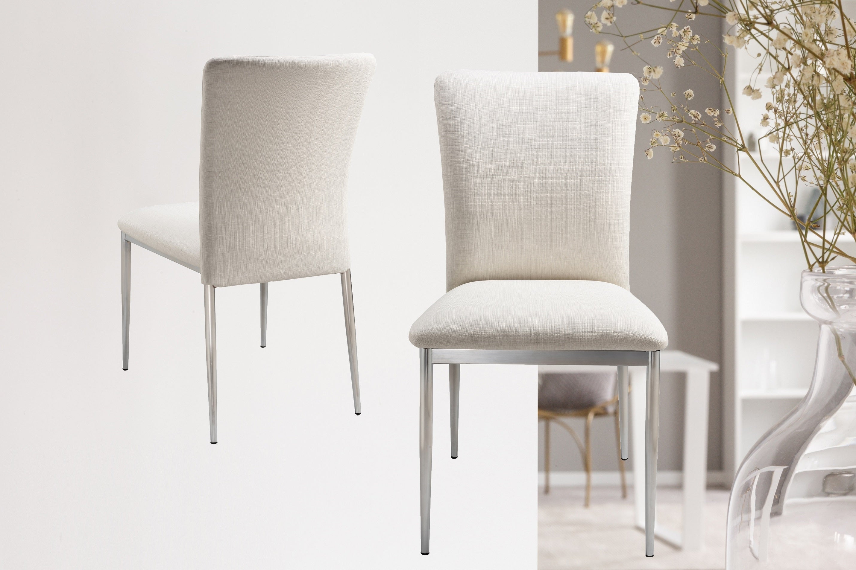 Modern Faux Leather Side Chairs Set of 2 - Soft White Upholstered Dining Chairs for Kitchen, Dining Room & Office - Comfortable & Stylish Seating Solution